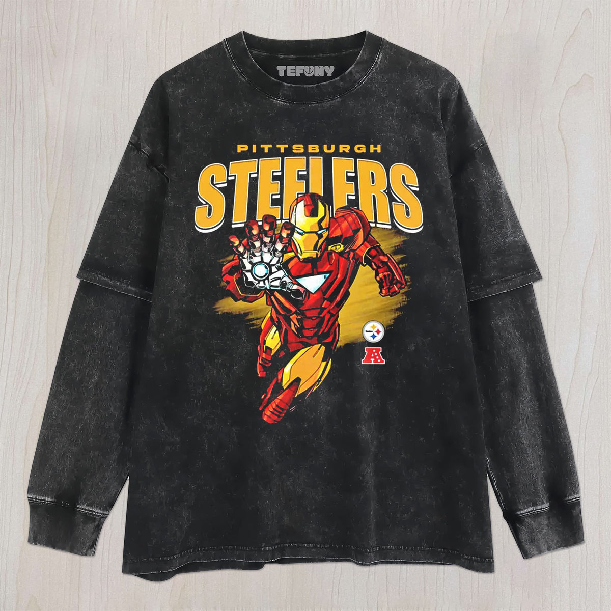 STEELERS & IRON MAN UNISEX TEE, TANK TOP, LAYERED LS, SWEATSHIRT & HOODIE
