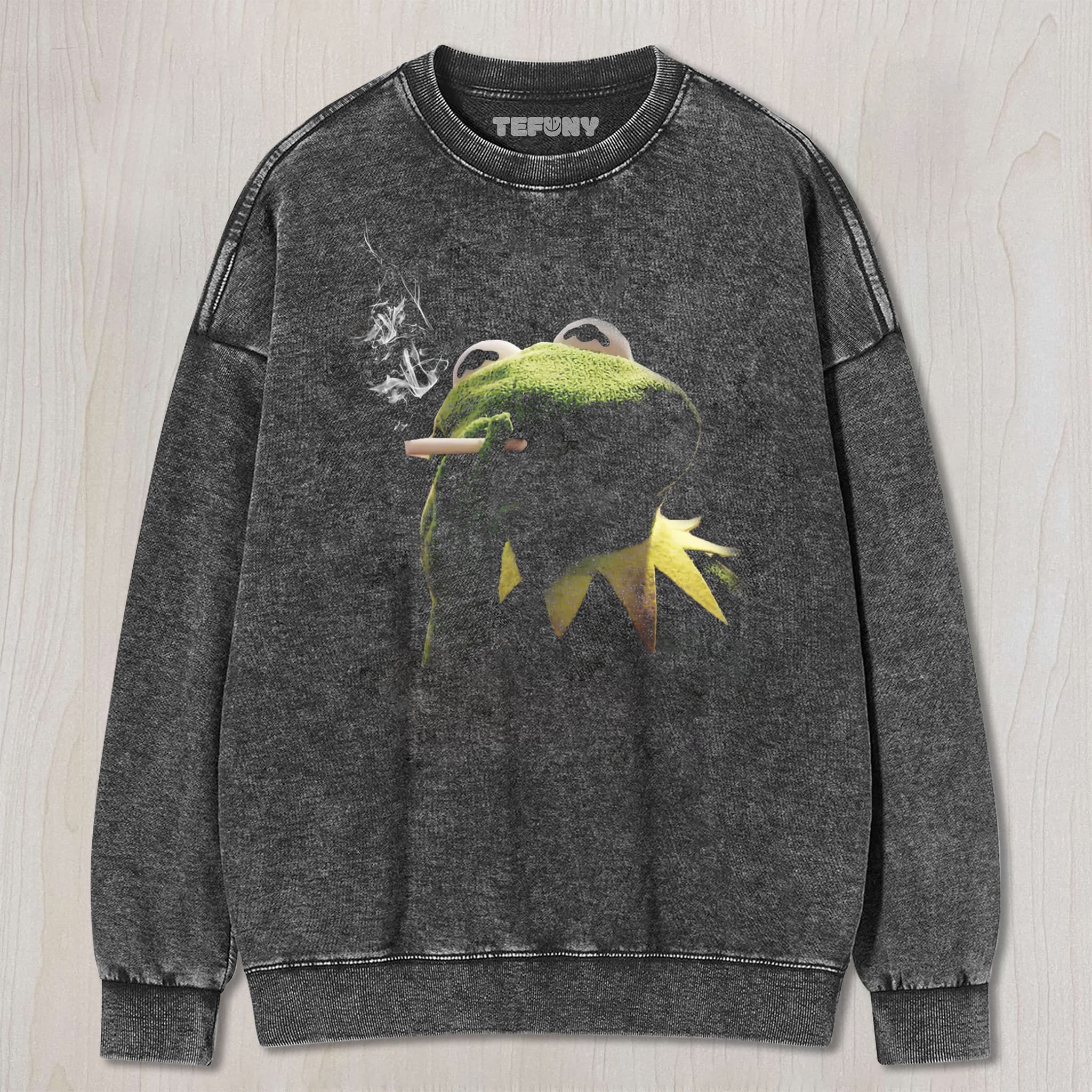 SMOKING KERMIT EDGY MUPPET UNISEX TEE, TANK TOP, LAYERED LS, SWEATSHIRT & HOODIE