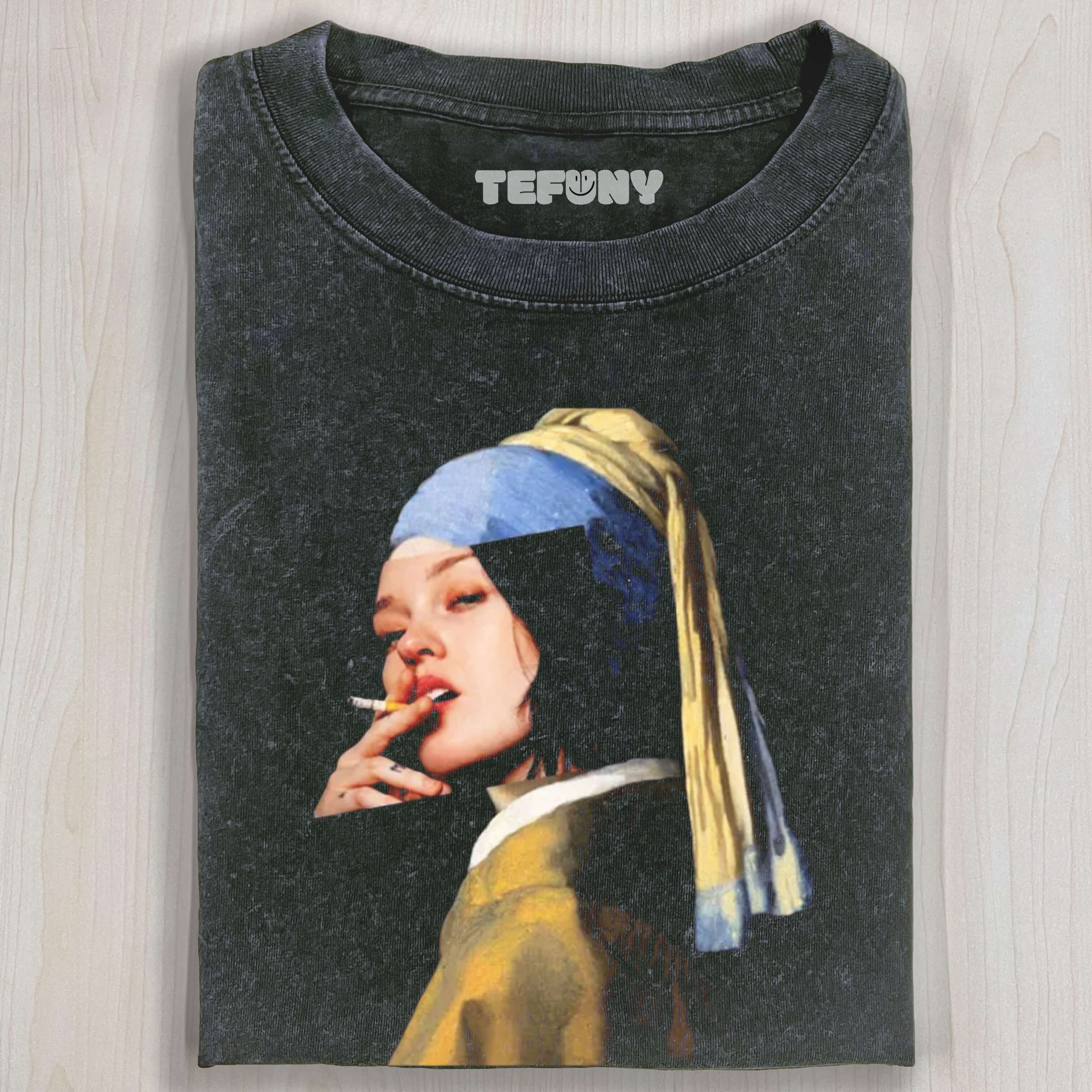 Smoking Girl with Pearl Earring T-SHIRT