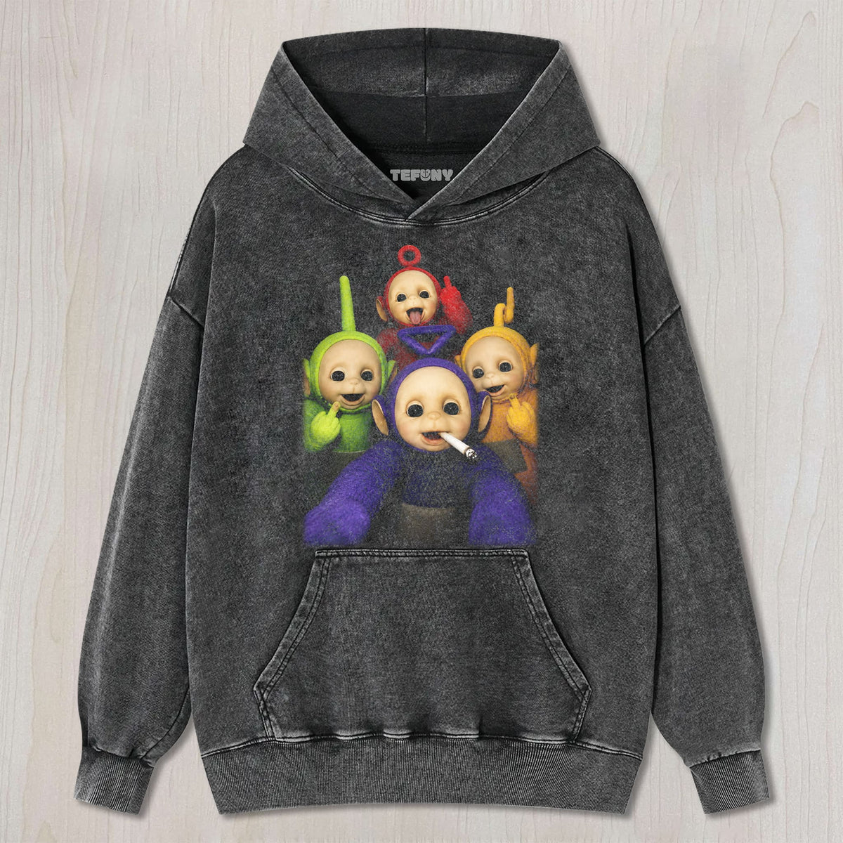 TELETUBBIES MIDDLE FINGER UNISEX TEE, TANK TOP, LAYERED LS, SWEATSHIRT & HOODIE