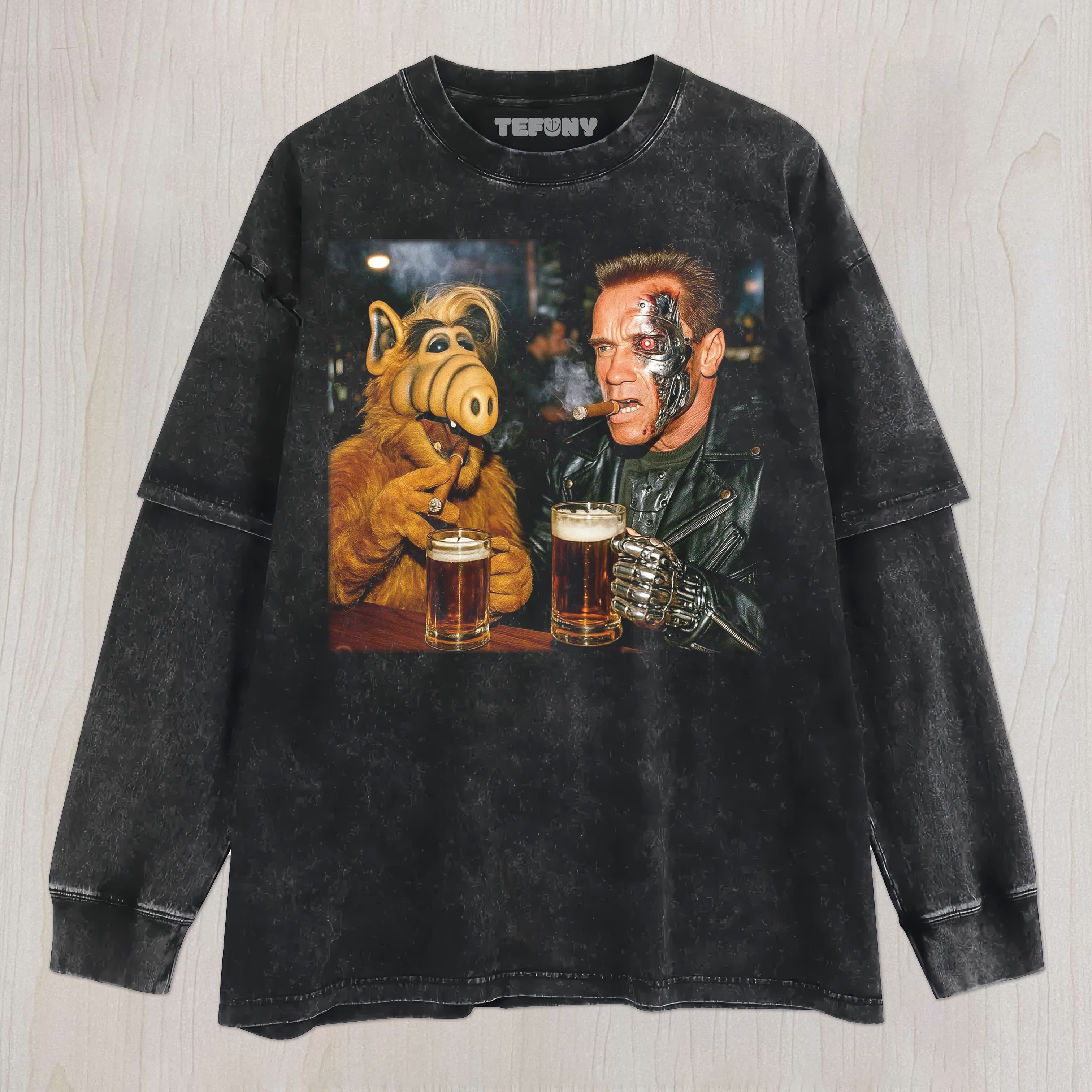 TERMINATOR AND ALF UNISEX TEE, TANK TOP, LAYERED LS, SWEATSHIRT & HOODIE