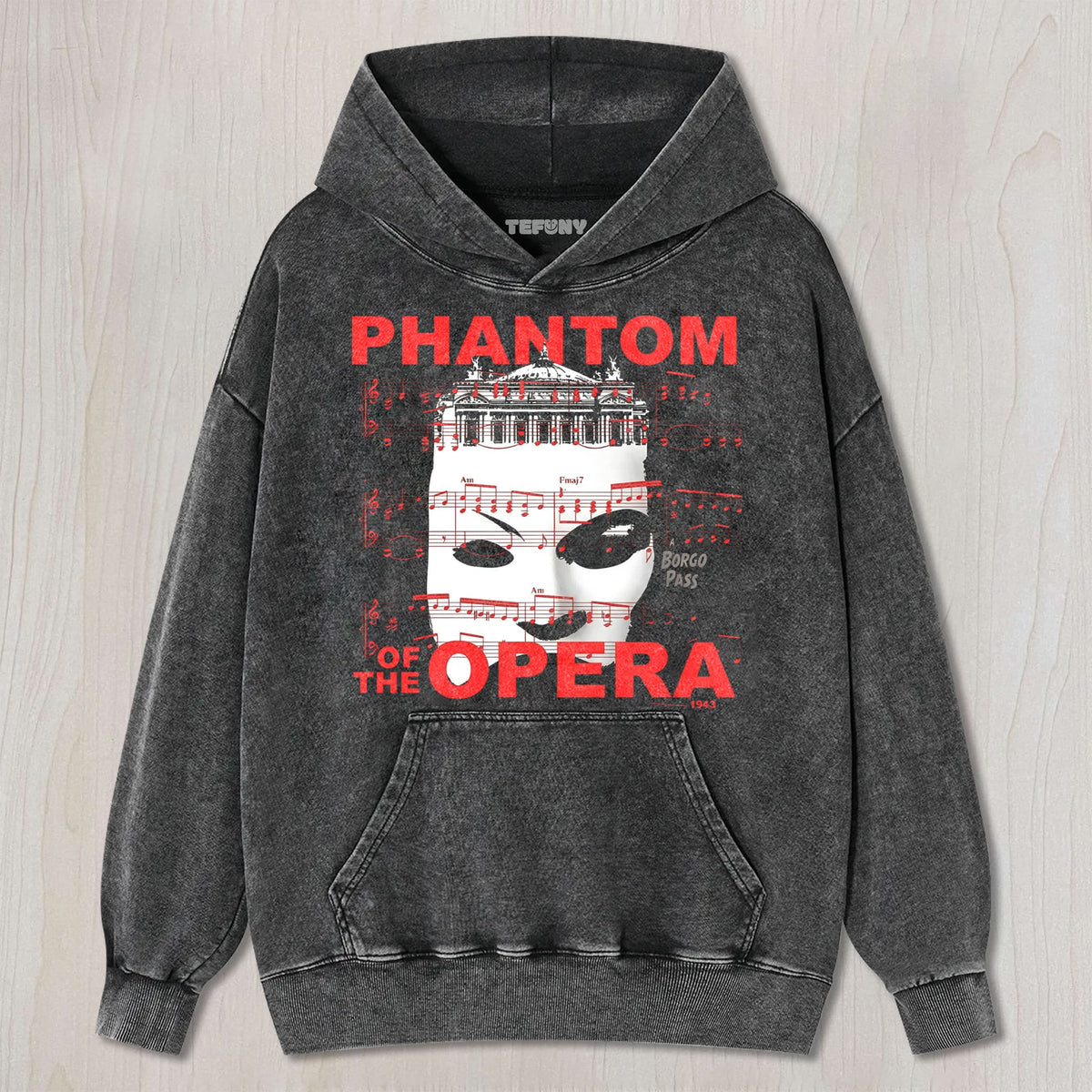 THEATER MASK MUSICAL SHEET MUSIC RETRO UNISEX TEE, TANK TOP, LAYERED LS, SWEATSHIRT & HOODIE