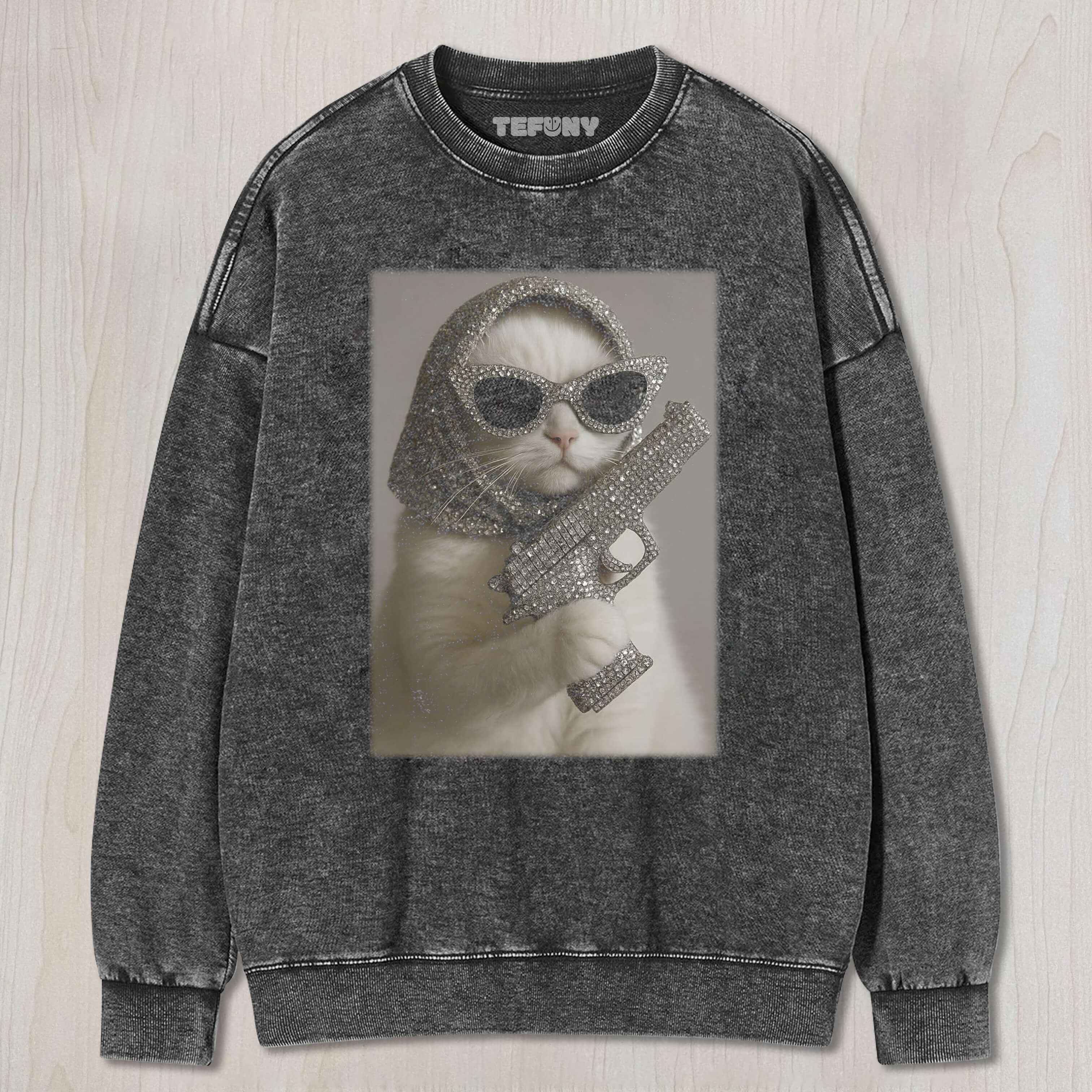 THE CAT IS HOLDING A DIAMOND GUN TEE & SWEAT & HOOD