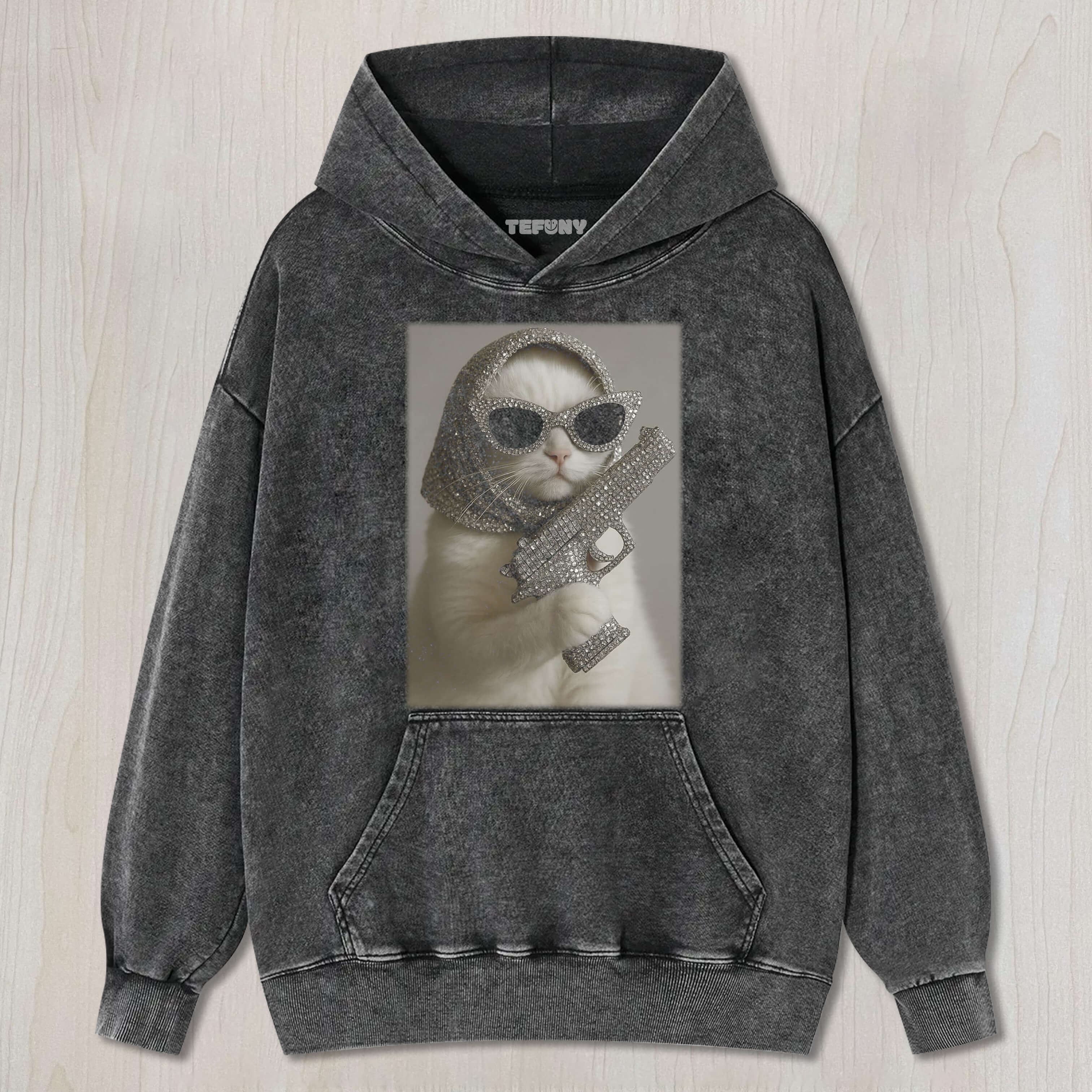 THE CAT IS HOLDING A DIAMOND GUN TEE & SWEAT & HOOD