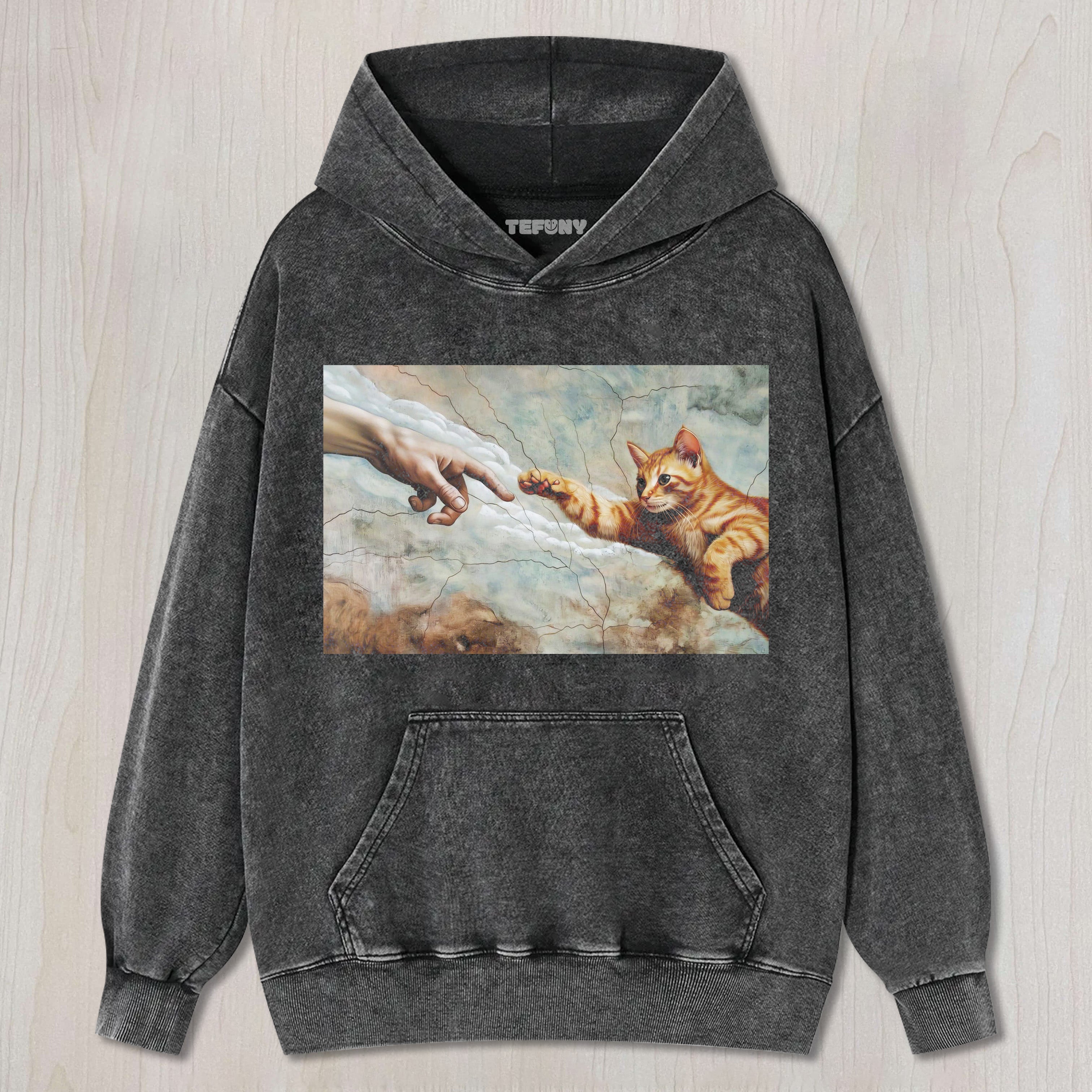 THE CAT REACHES OUT TO GOD T-SHIRT & LONG SLEEVES & HOODIES