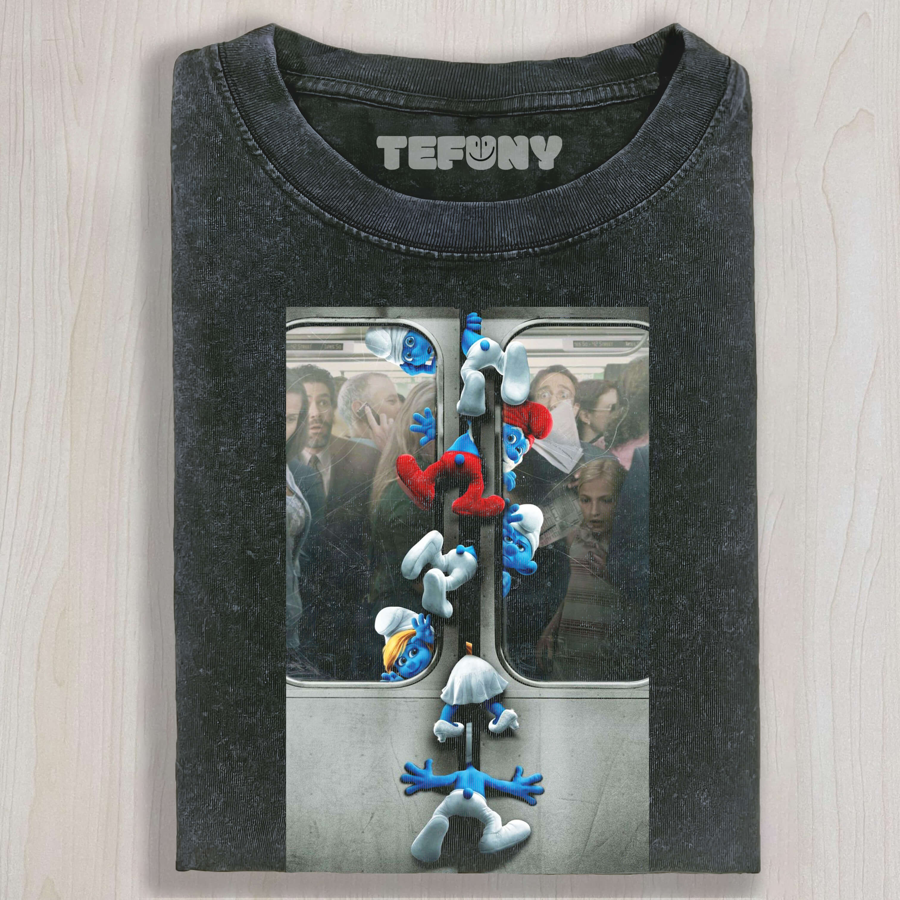THE SMURFS ON THE SUBWAY T-SHIRT