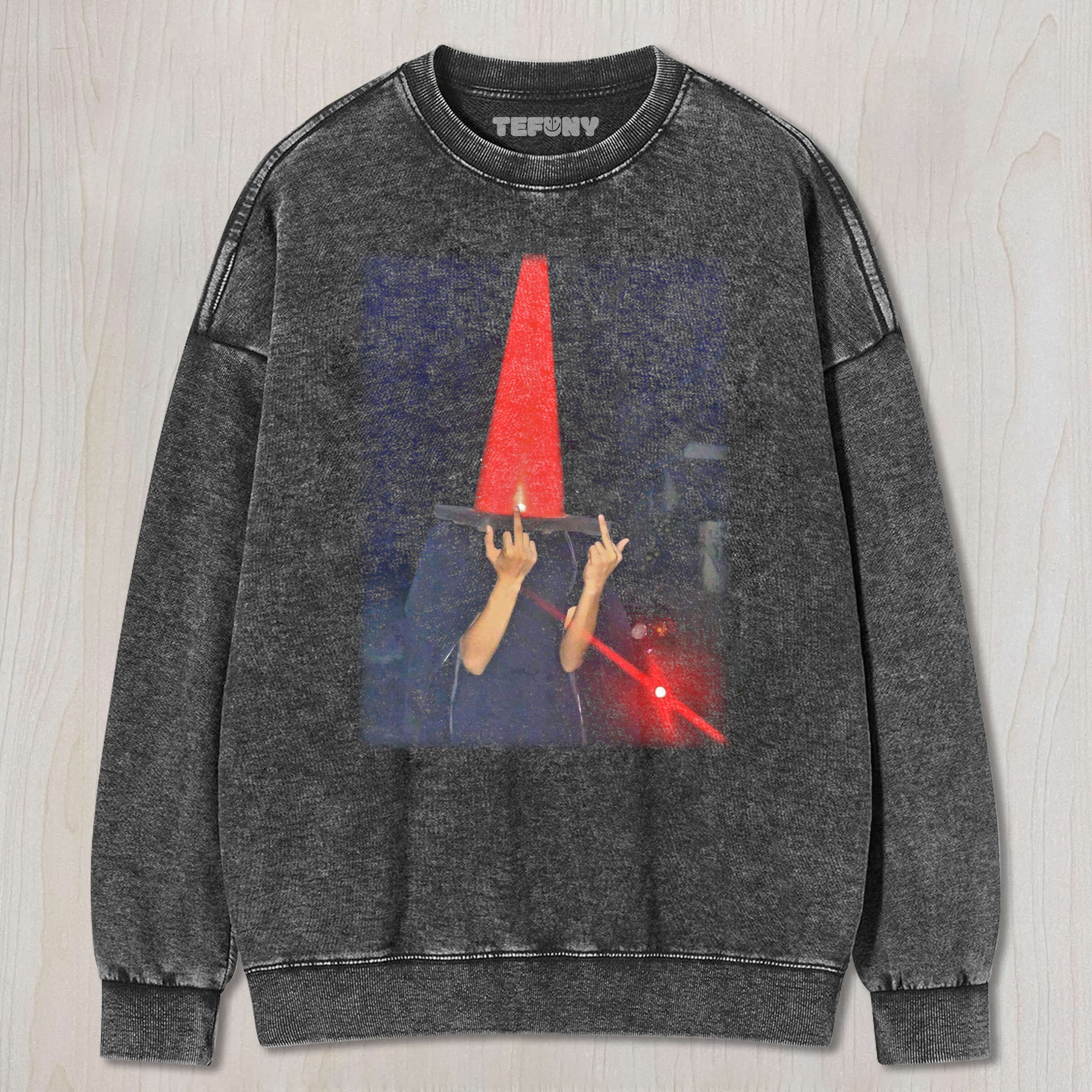 TRAFFIC CONE GIVING THE MIDDLE FINGER T-SHIRT