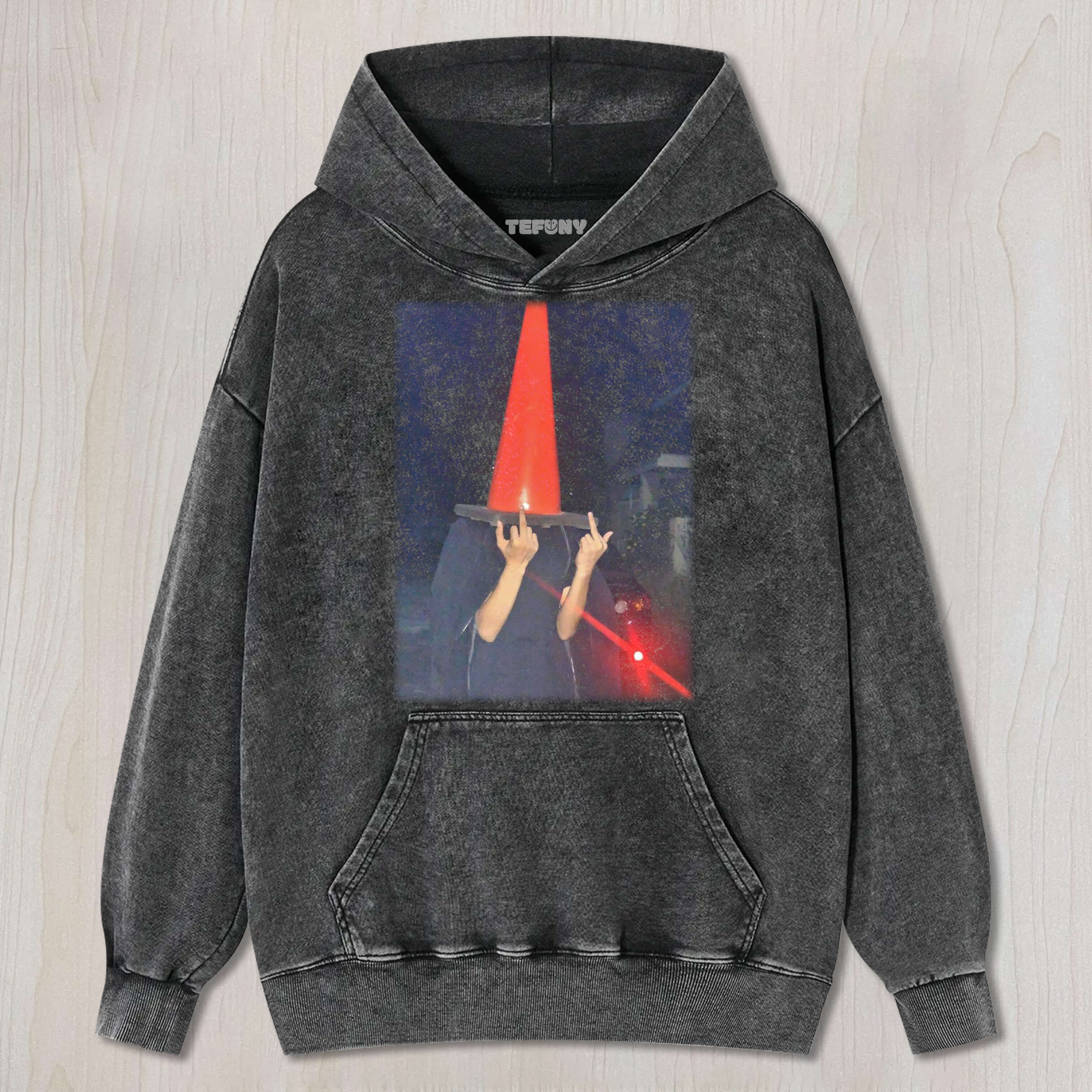 TRAFFIC CONE GIVING THE MIDDLE FINGER T-SHIRT