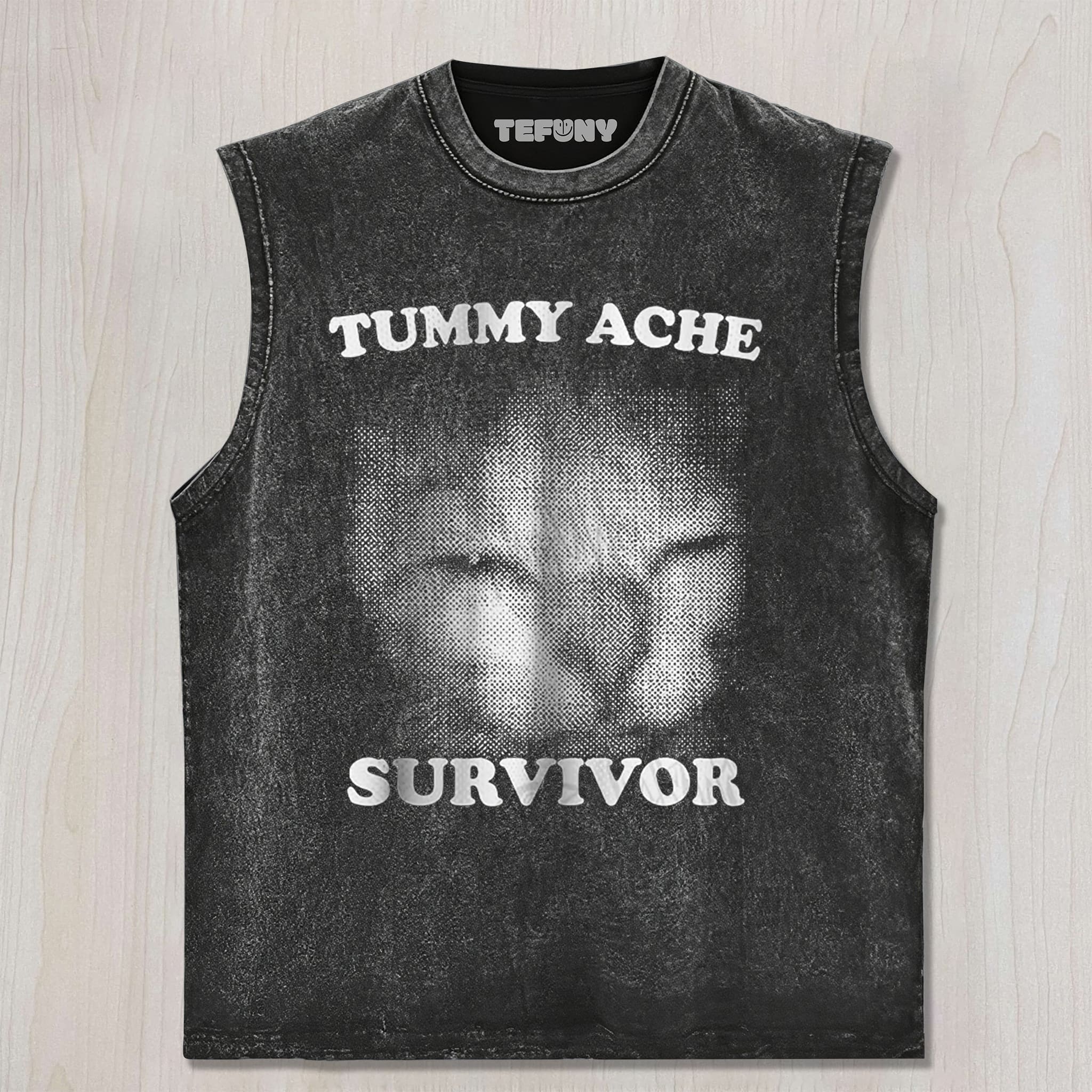 TUMMY ACHE SURVIVOR CAT UNISEX TEE, TANK TOP, LAYERED LS, SWEATSHIRT & HOODIE