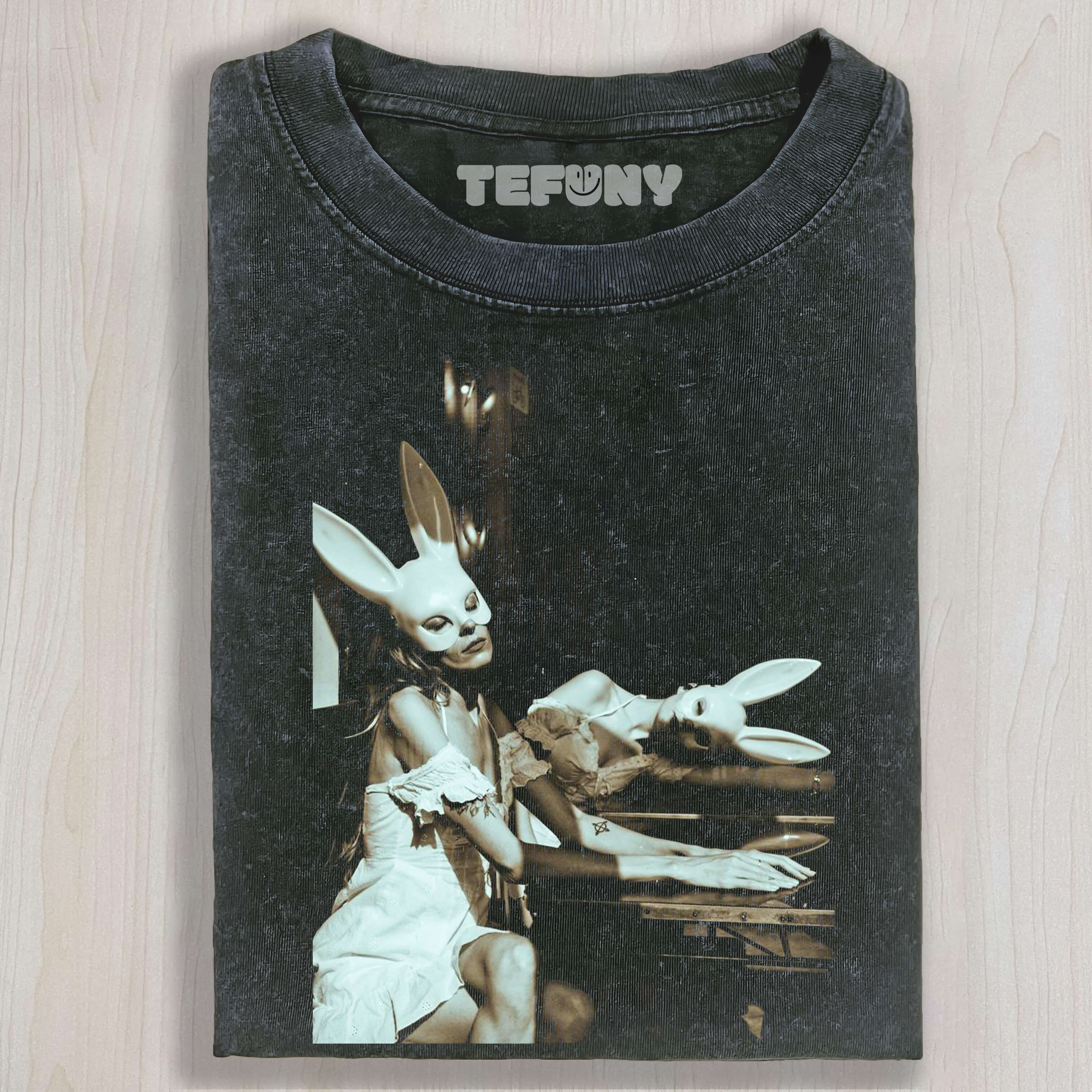 TWO GIRLS WEARING RABBIT MASKS T-SHIRT & LONG SLEEVES & HOODIES