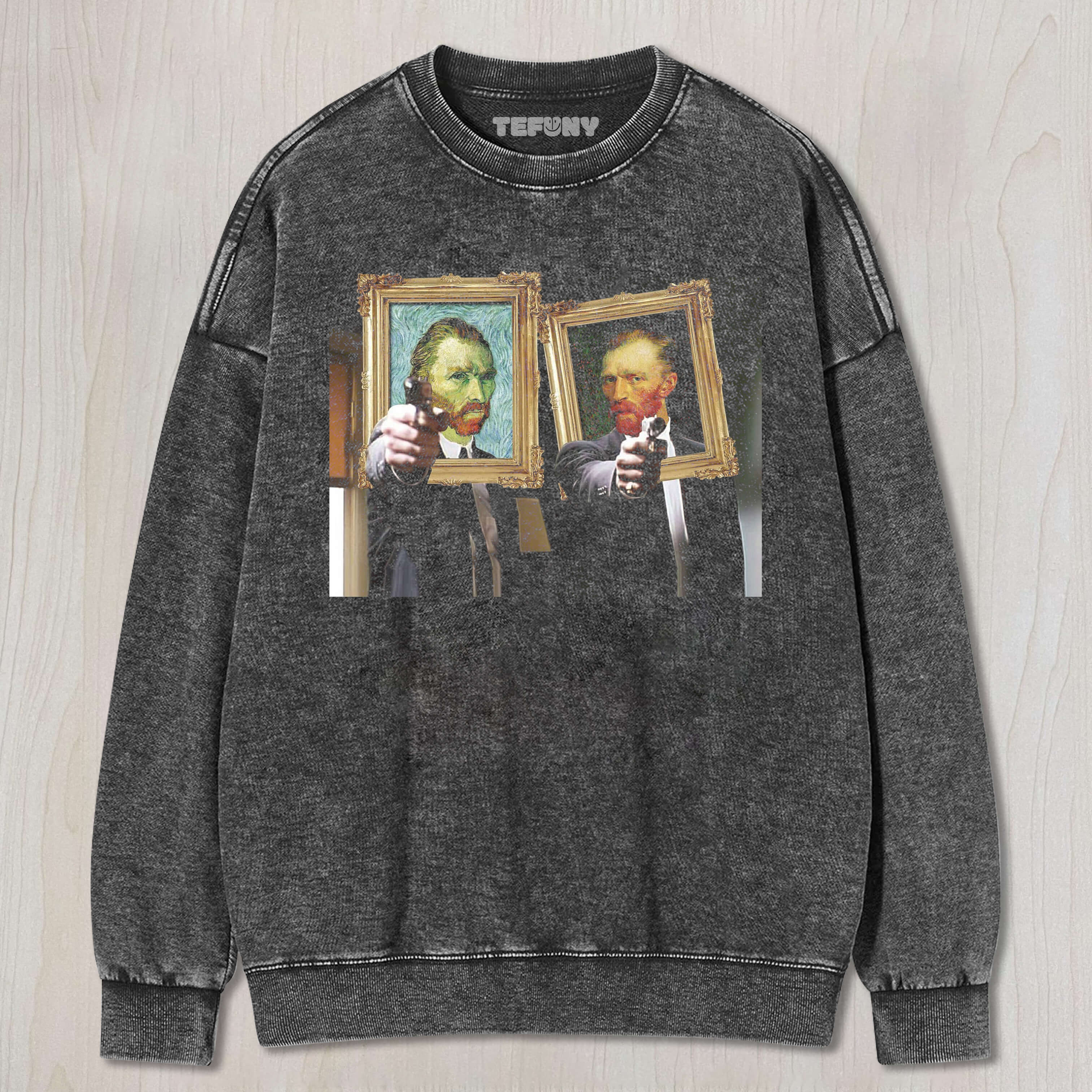 VAN GOGH HOLDING A GUN OIL PAINTING TEE & SWEAT & HOOD