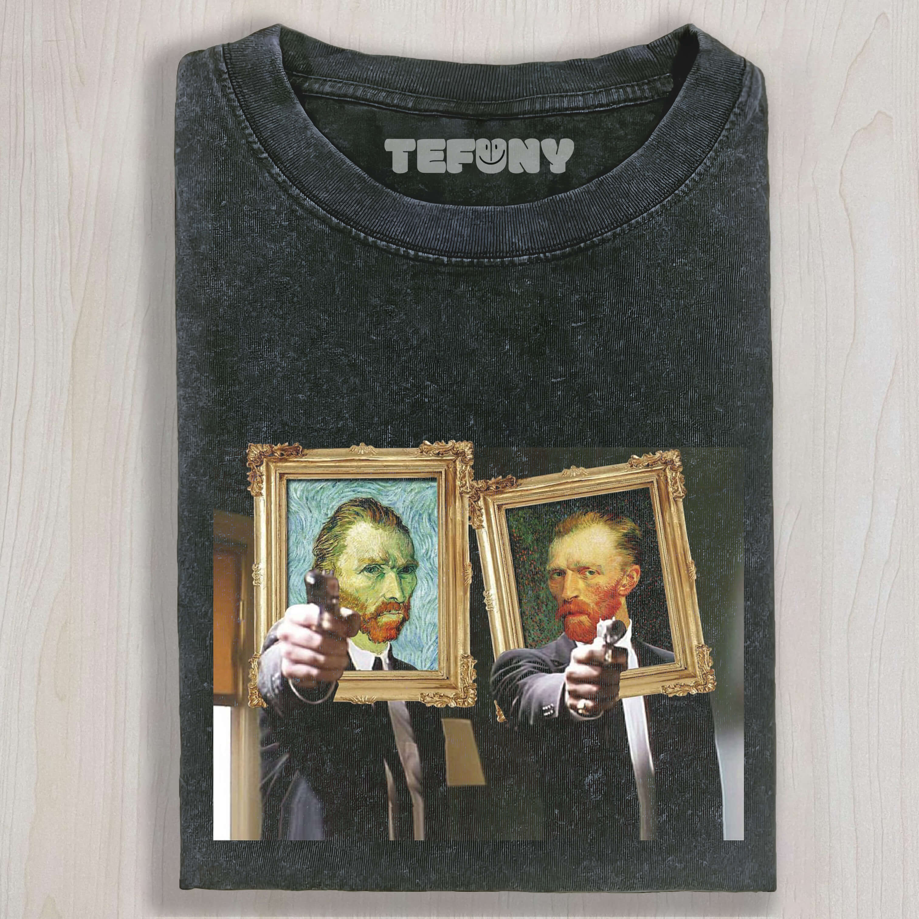 VAN GOGH HOLDING A GUN OIL PAINTING TEE & SWEAT & HOOD