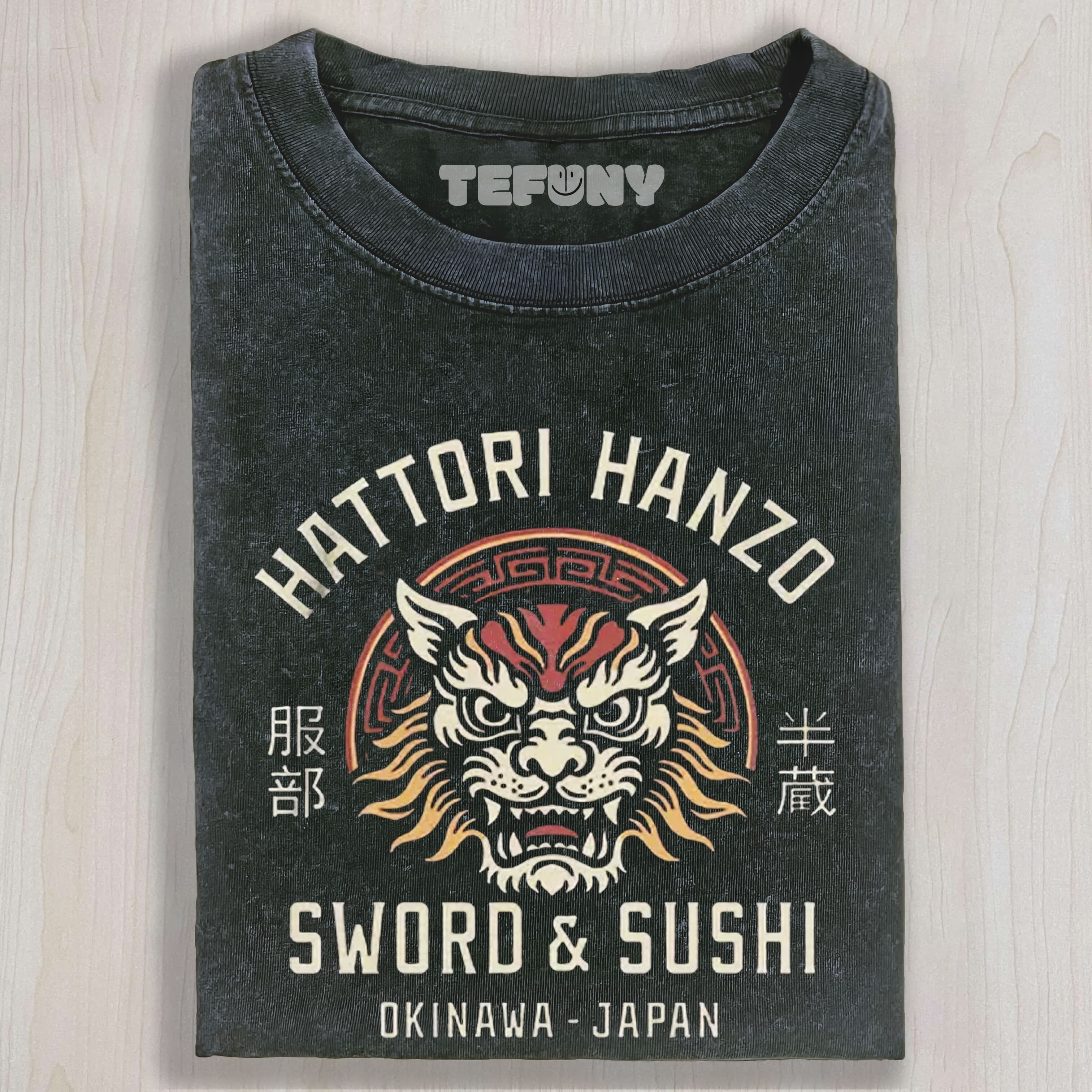 VINTAGE HATTORI LION WASHED UNISEX TEE, TANK TOP, LAYERED LS, SWEATSHIRT & HOODIE