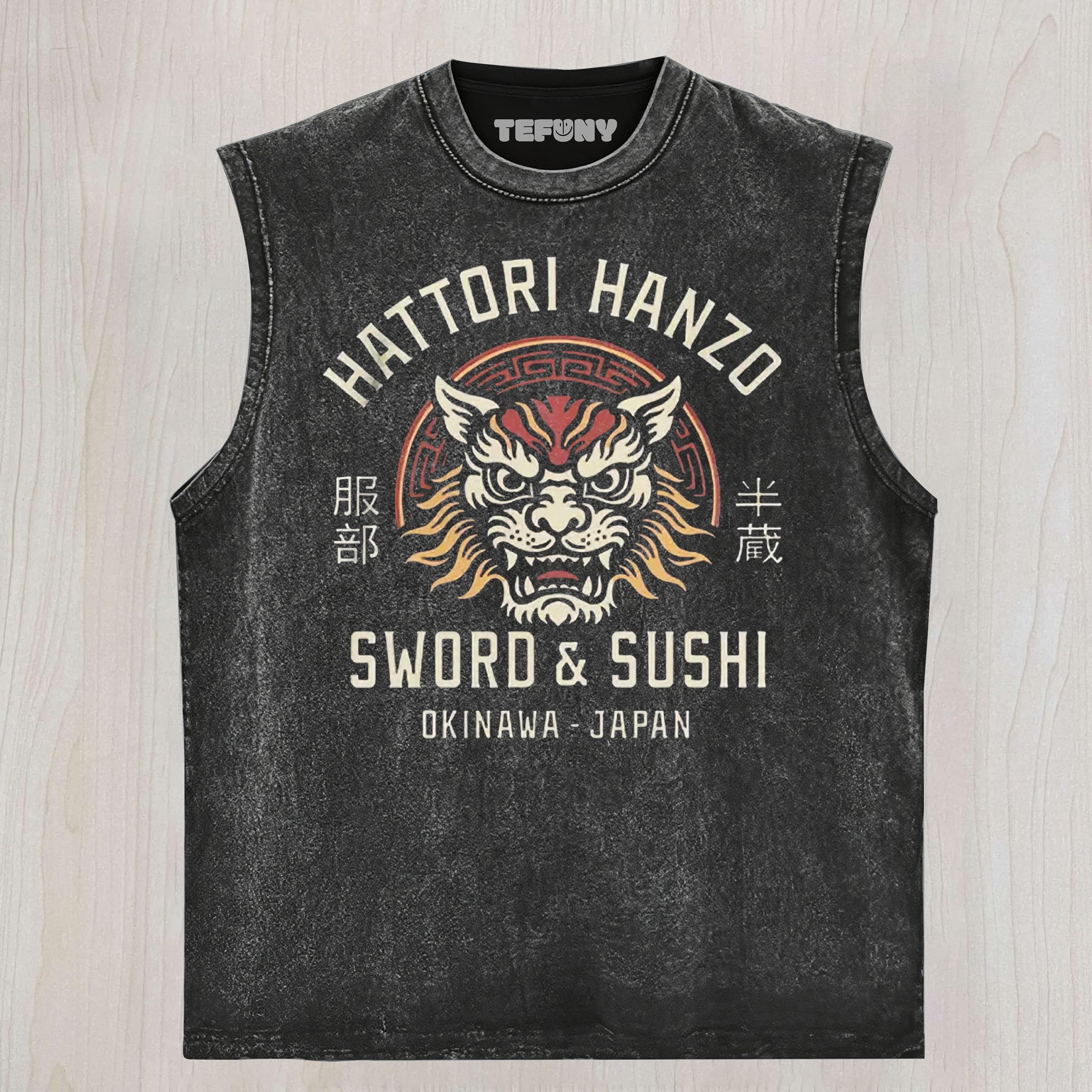 VINTAGE HATTORI LION WASHED UNISEX TEE, TANK TOP, LAYERED LS, SWEATSHIRT & HOODIE