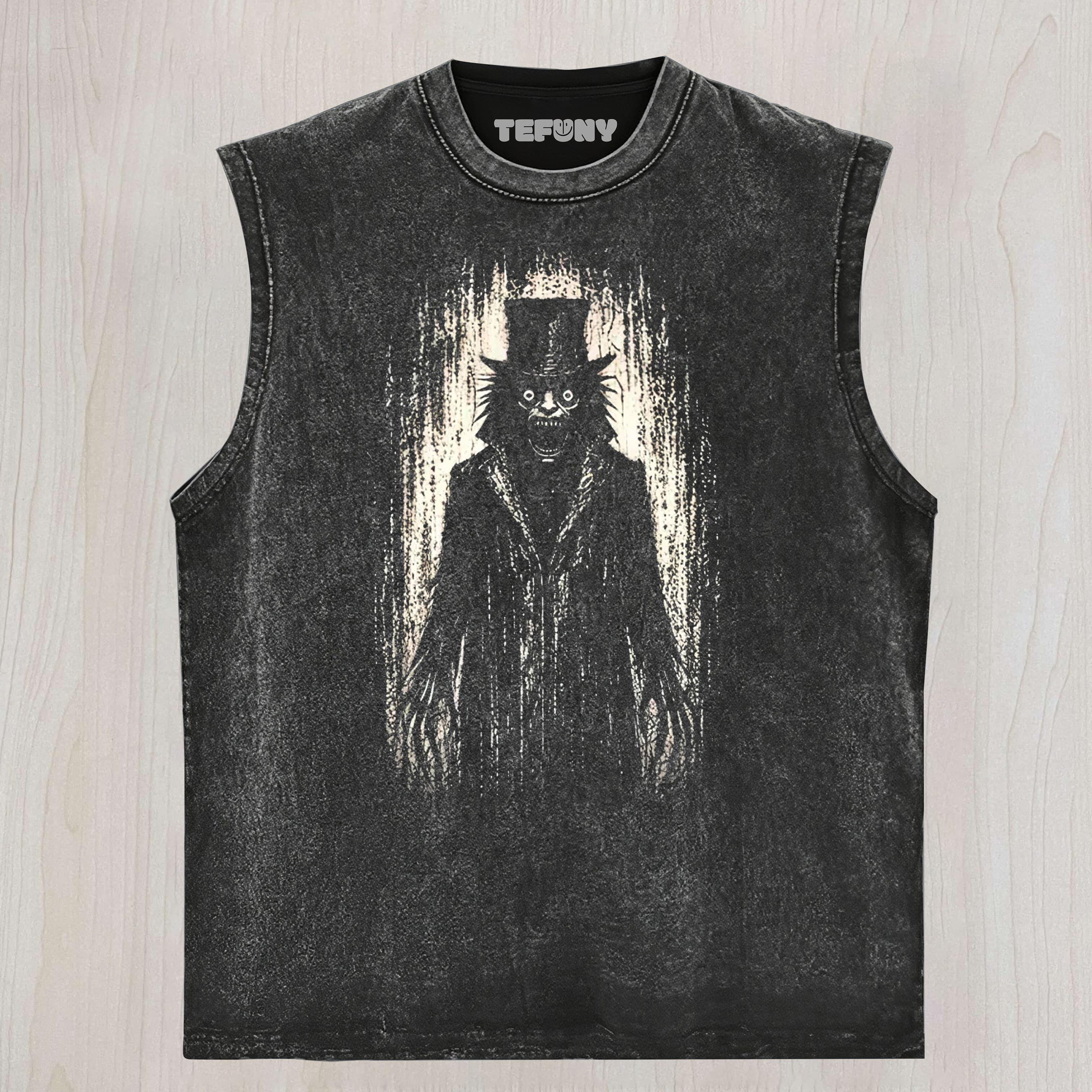 VINTAGE HORROR BABADOOK SILHOUETTE WASHED UNISEX TEE, TANK TOP, LAYERED LS, SWEATSHIRT & HOODIE