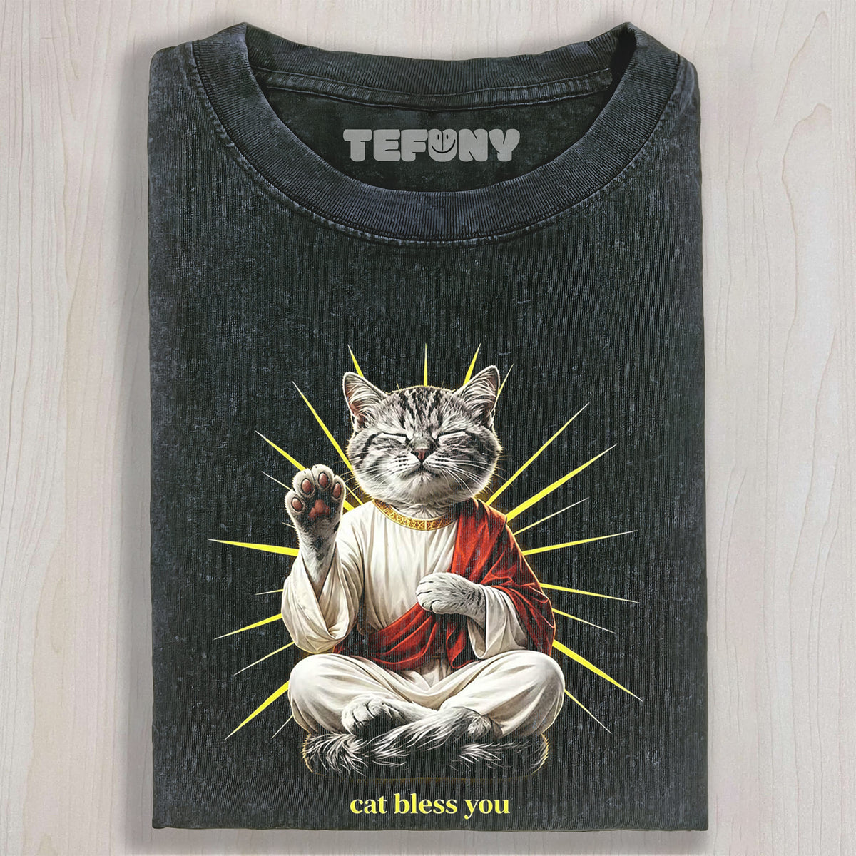 WACKY CAT FAITH FUNNY MEME V4 UNISEX TEE, TANK TOP, LAYERED LS, SWEATSHIRT & HOODIE