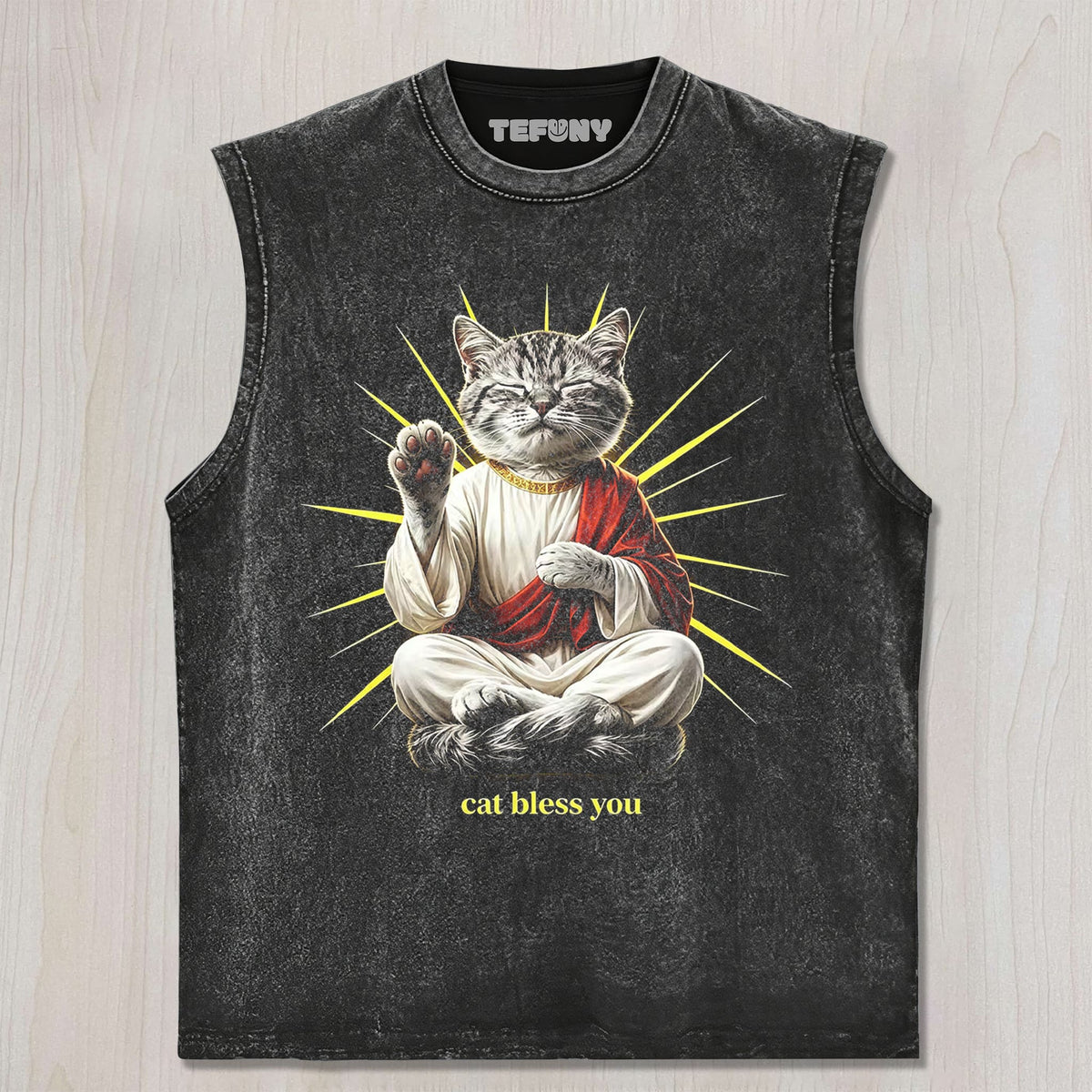 WACKY CAT FAITH FUNNY MEME V4 UNISEX TEE, TANK TOP, LAYERED LS, SWEATSHIRT & HOODIE