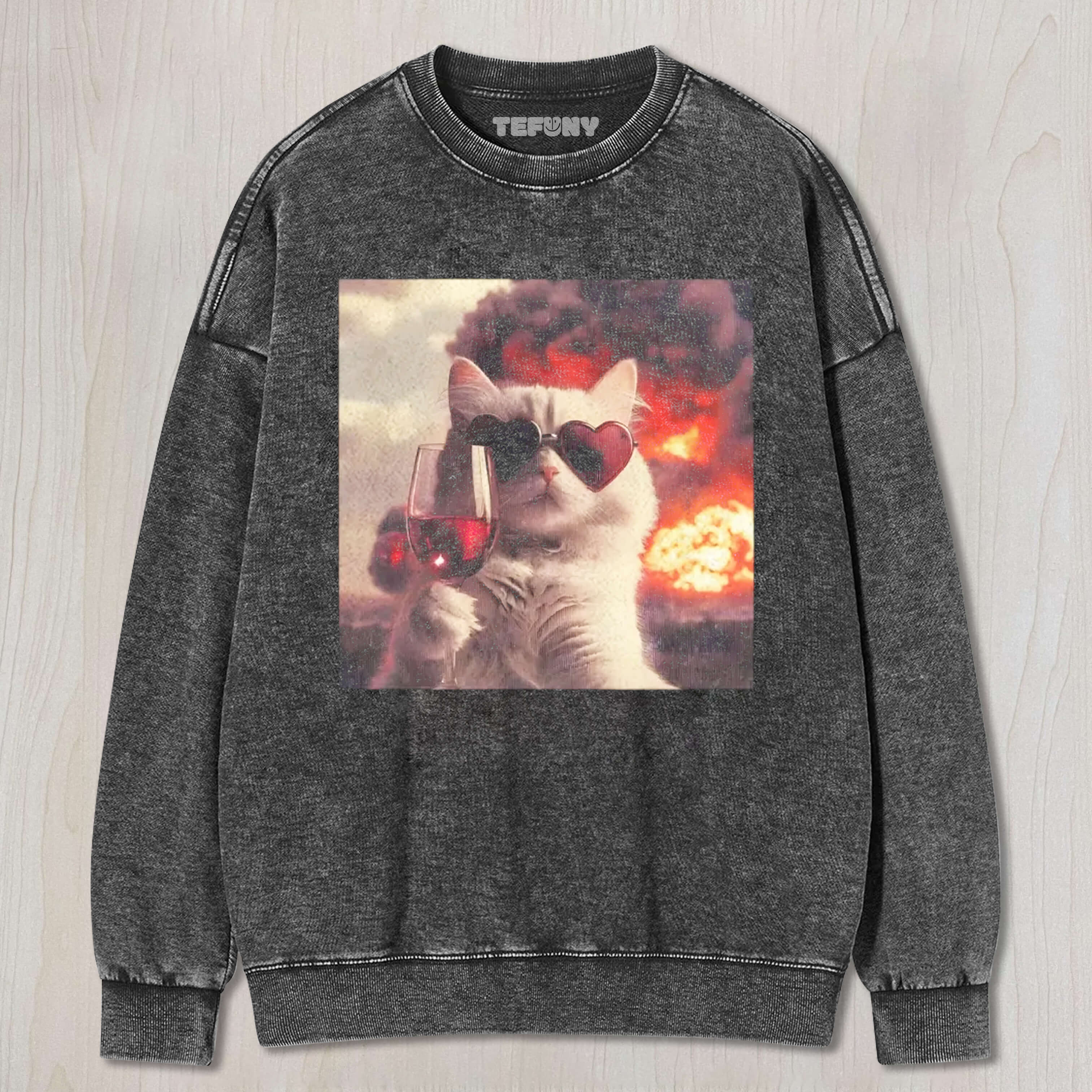 WACKY CAT DRINK VINTAGE WASHED TEE & SWEAT & HOOD