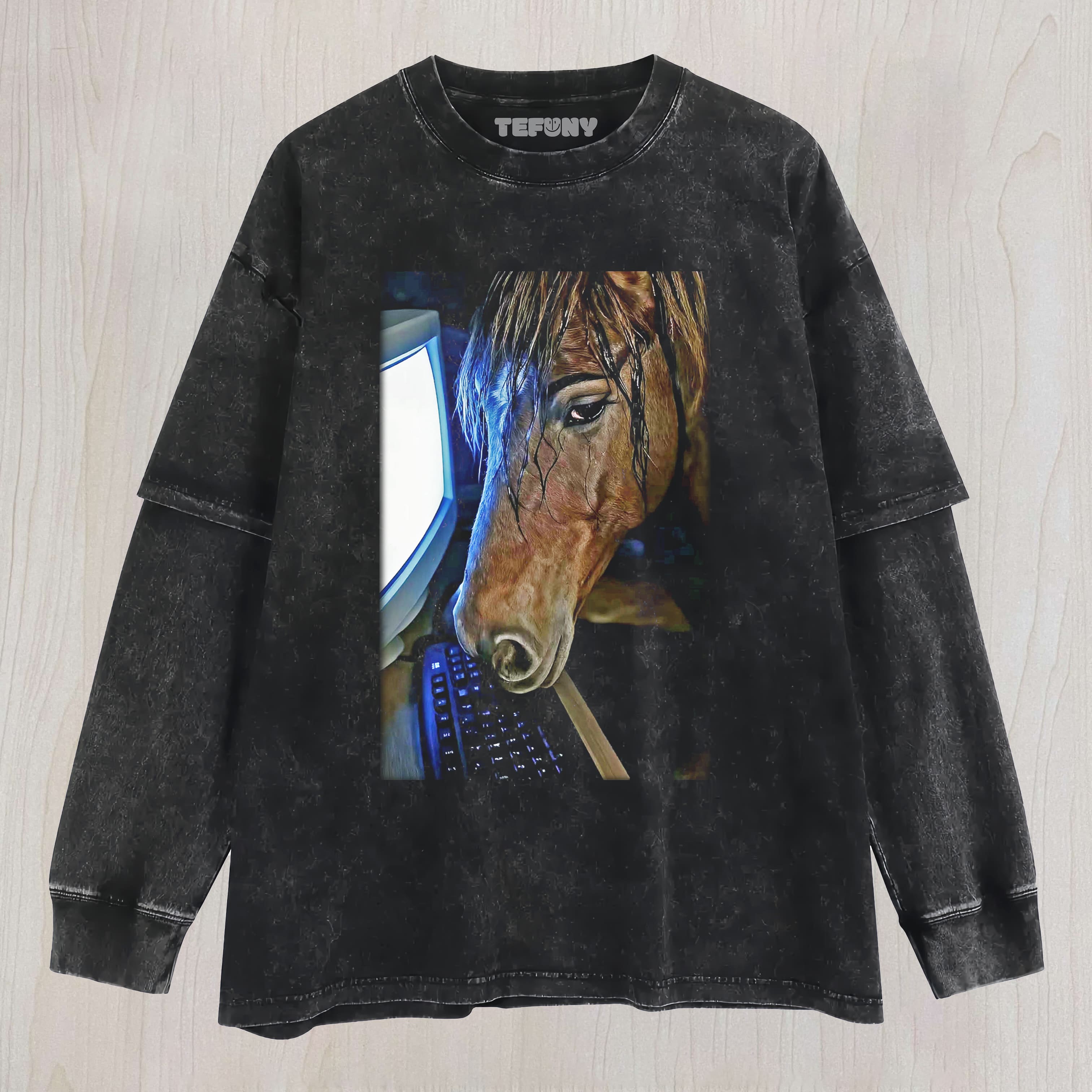 WACKY HORSE VINTAGE WASHED A10 LAYERED LONG SLEEVE