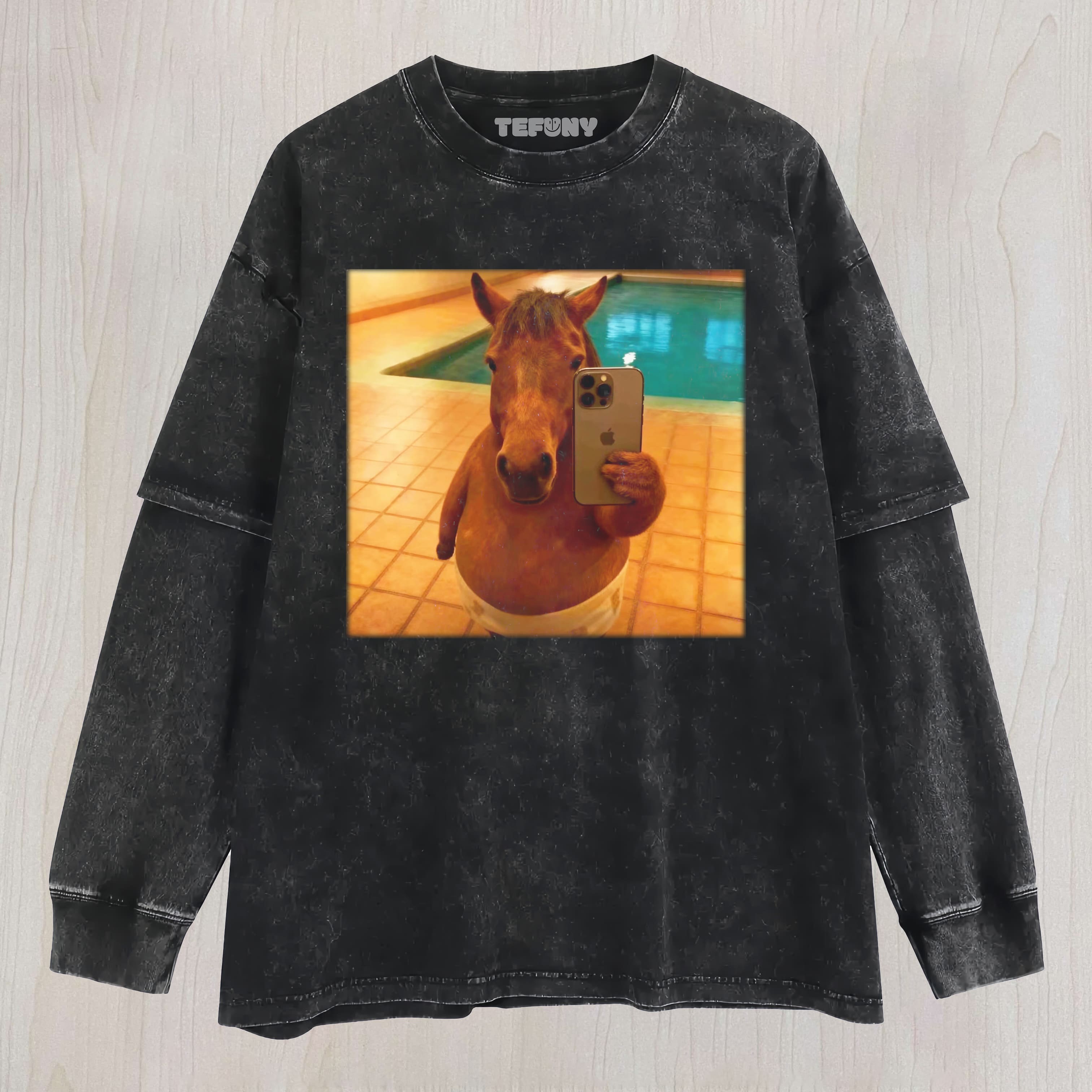 WACKY HORSE VINTAGE WASHED A5 LAYERED LONG SLEEVE