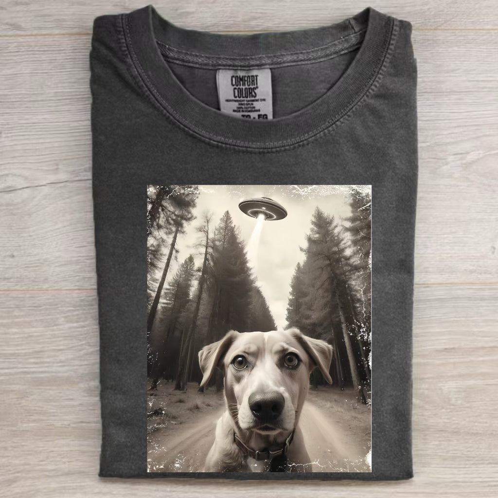 Funny Animal Selfie With UFO Art Acid Wash Shirt/Sweatshirt