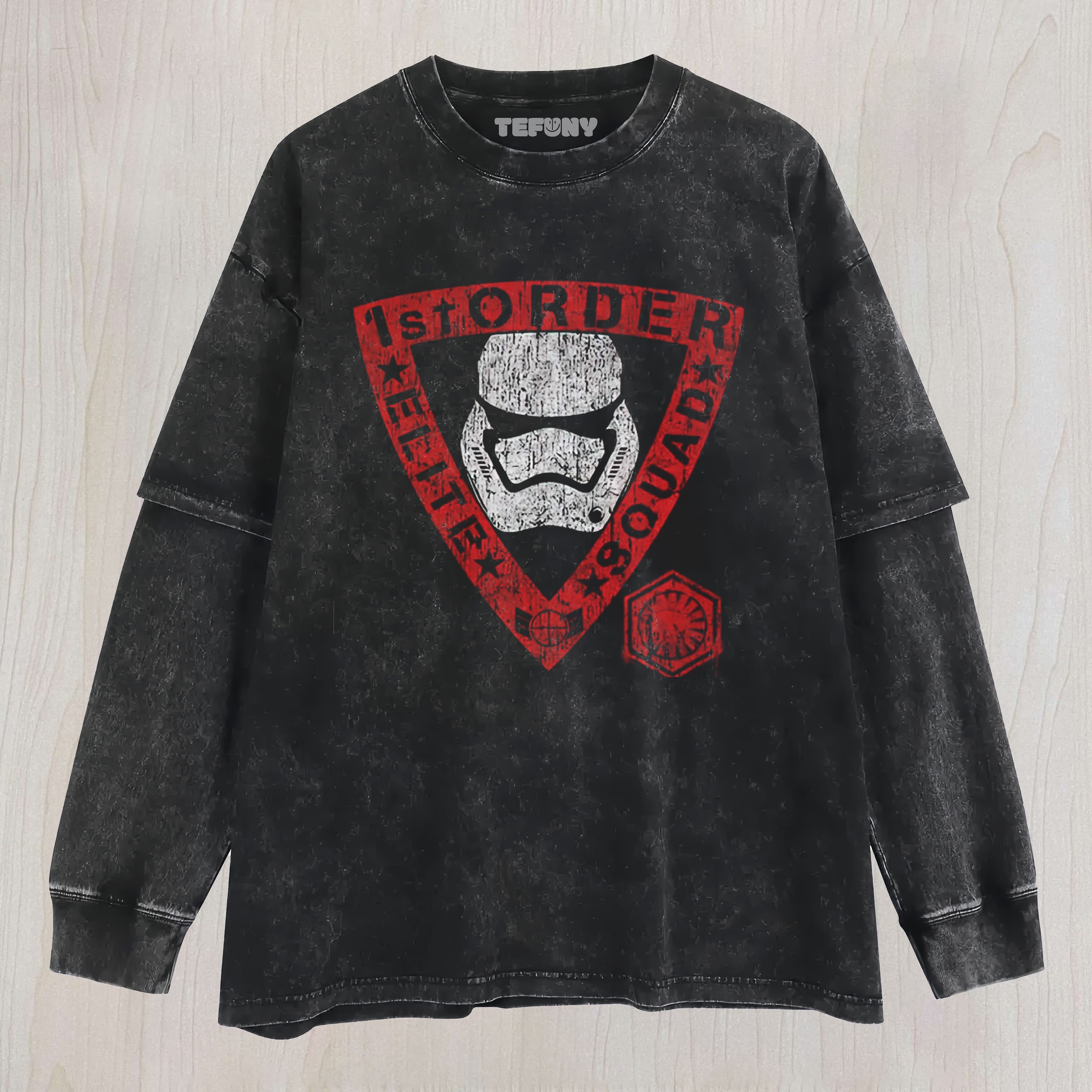 1ST ORDER ELITE SQUAD STORMTROOPER VINTAGE WASHED LAYERED LONG SLEEVE