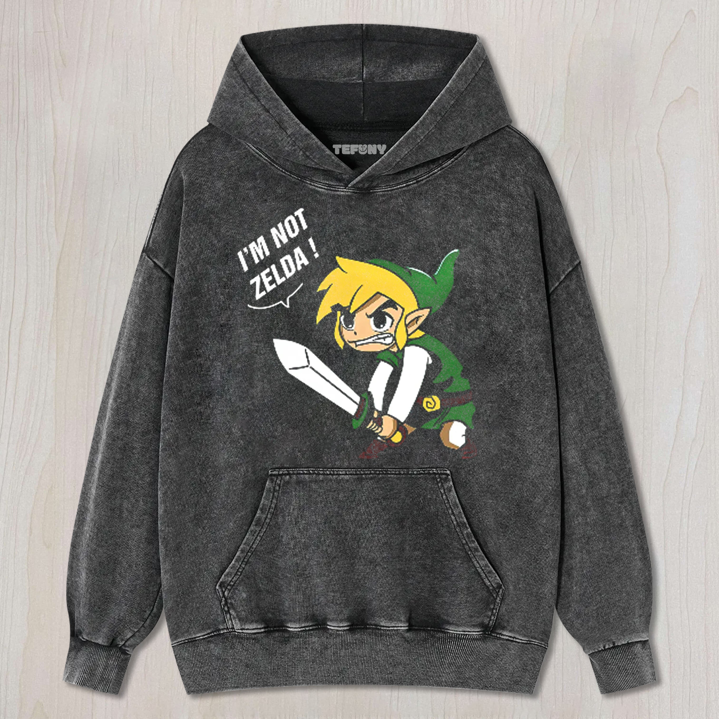 I'M NOT ZELDA! LINK MEME VINTAGE WASHED TEE & SWEAT & HOOD