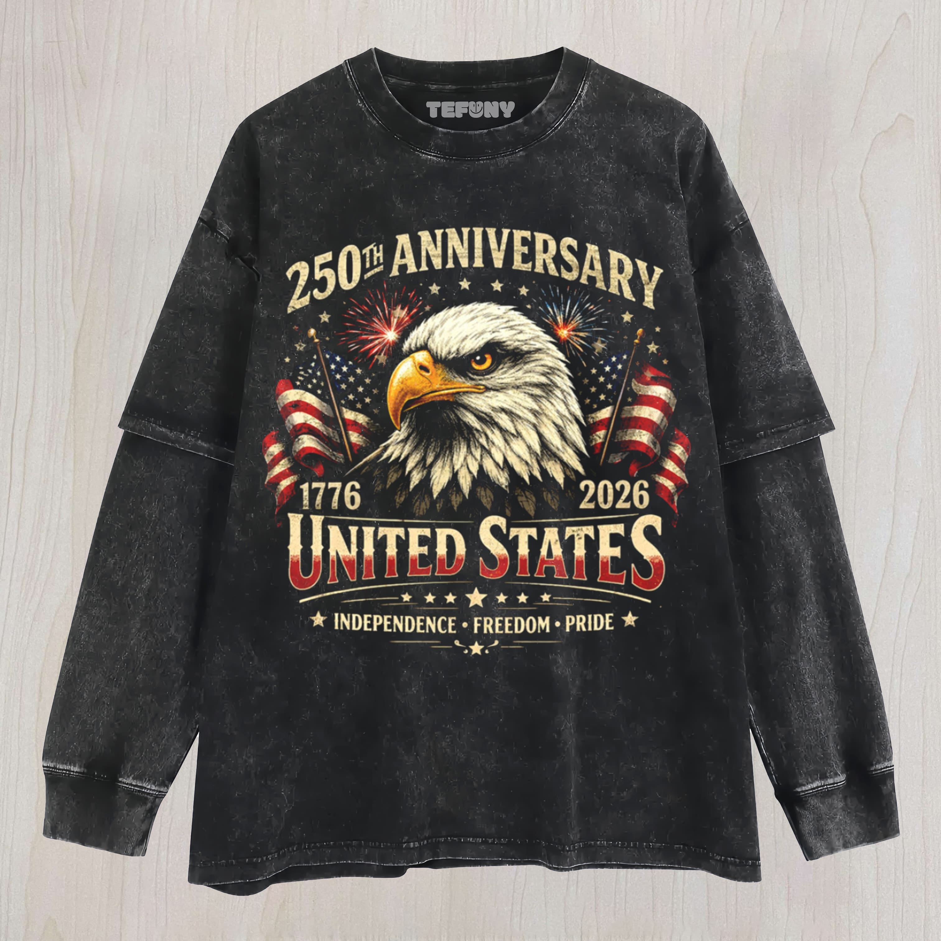 250-YEARS-ANNIVERSARY-USA-AMERICAN-FLAG UNISEX TEE, TANK TOP, LAYERED LS, SWEATSHIRT & HOODIE