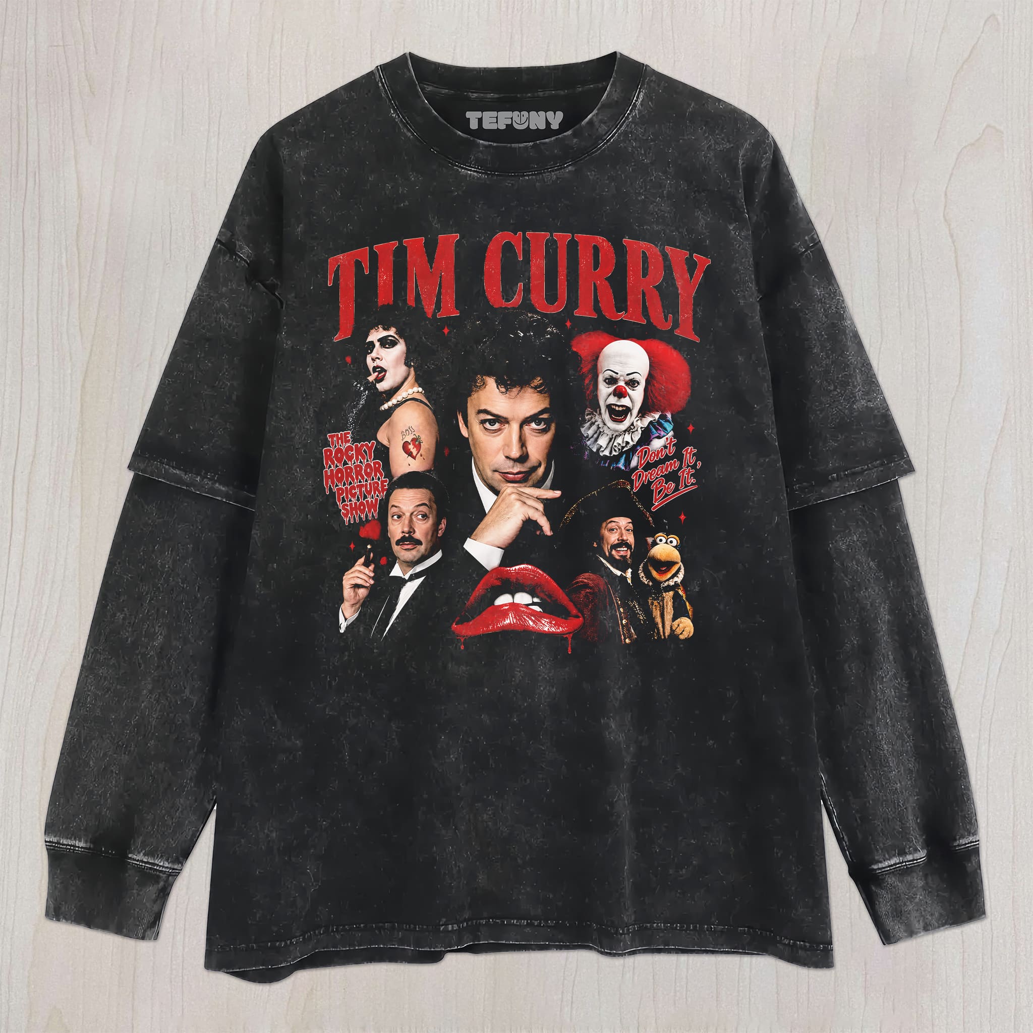 TIM CURRY V8 UNISEX TEE, TANK TOP, LAYERED LS, SWEATSHIRT & HOODIE
