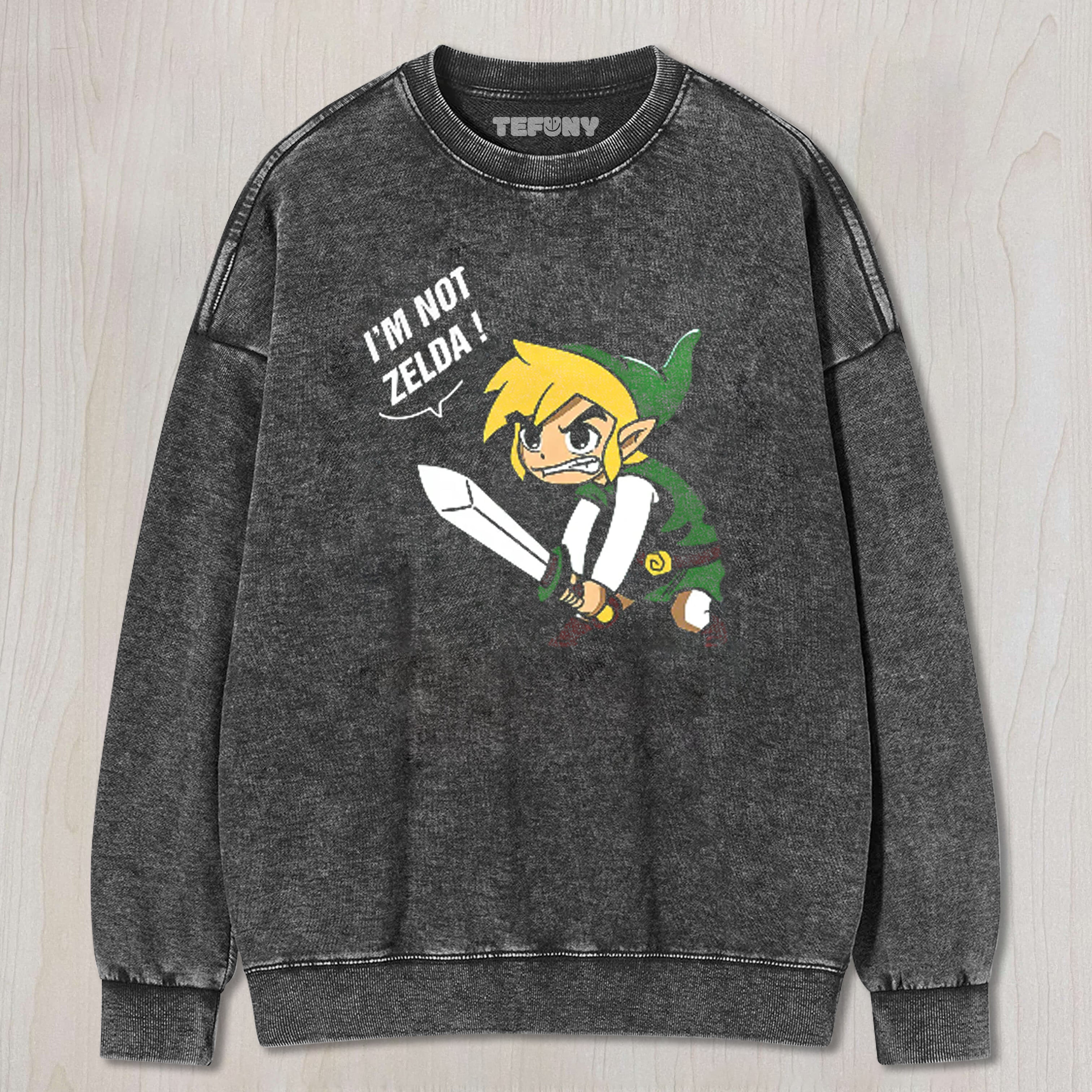 I'M NOT ZELDA! LINK MEME VINTAGE WASHED TEE & SWEAT & HOOD