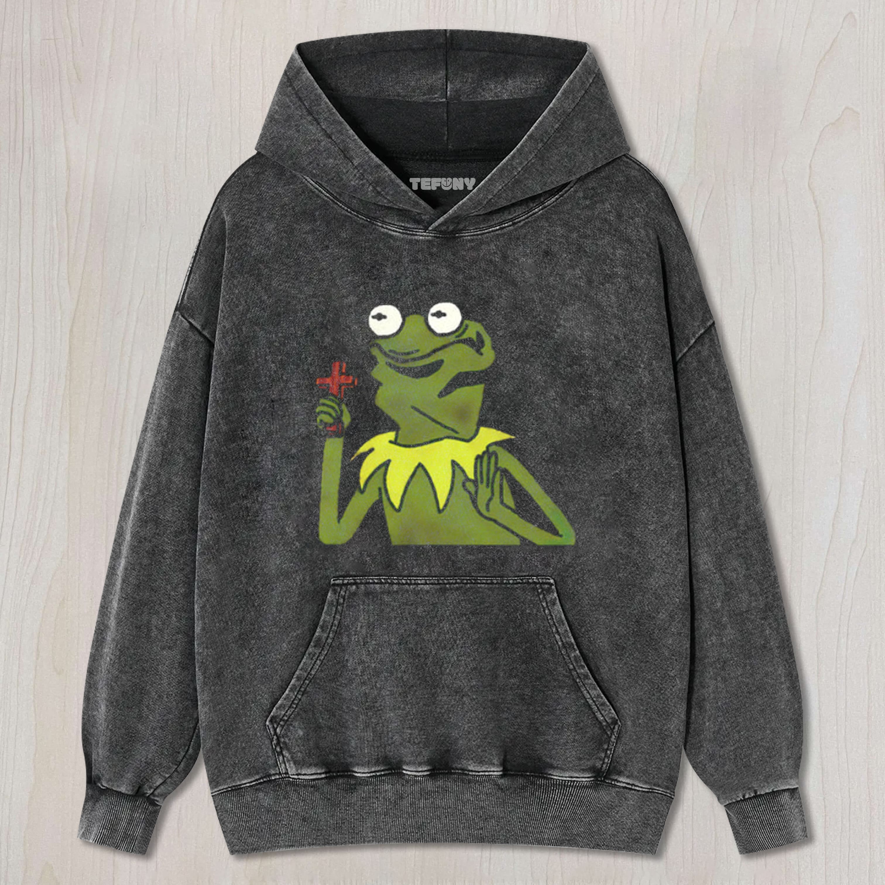 HOLY KERMIT MUPPET PARODY VINTAGE WASHED TEE & SWEAT & HOOD