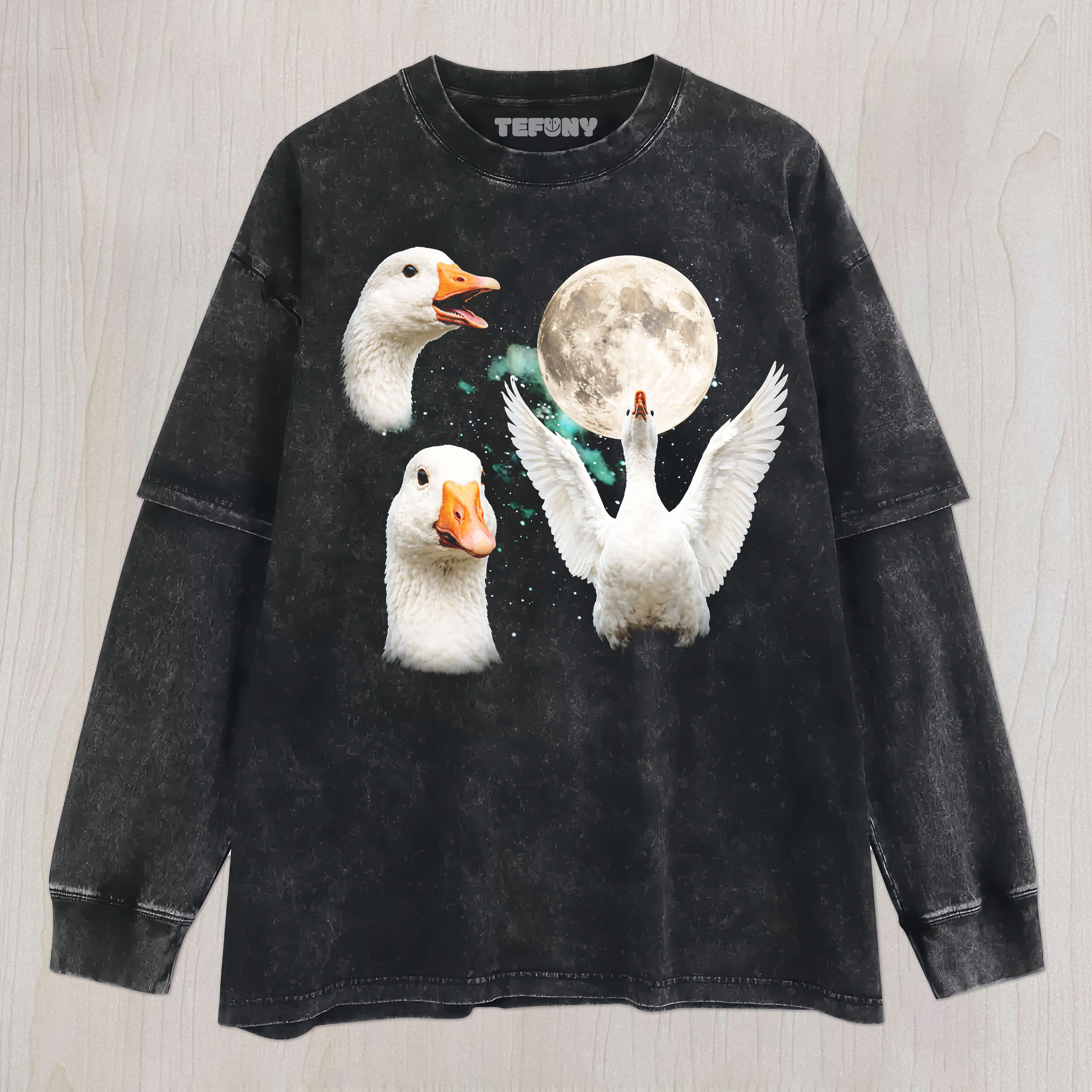 GOOSE MOON UNISEX TEE, TANK TOP, LAYERED LS, SWEATSHIRT & HOODIE
