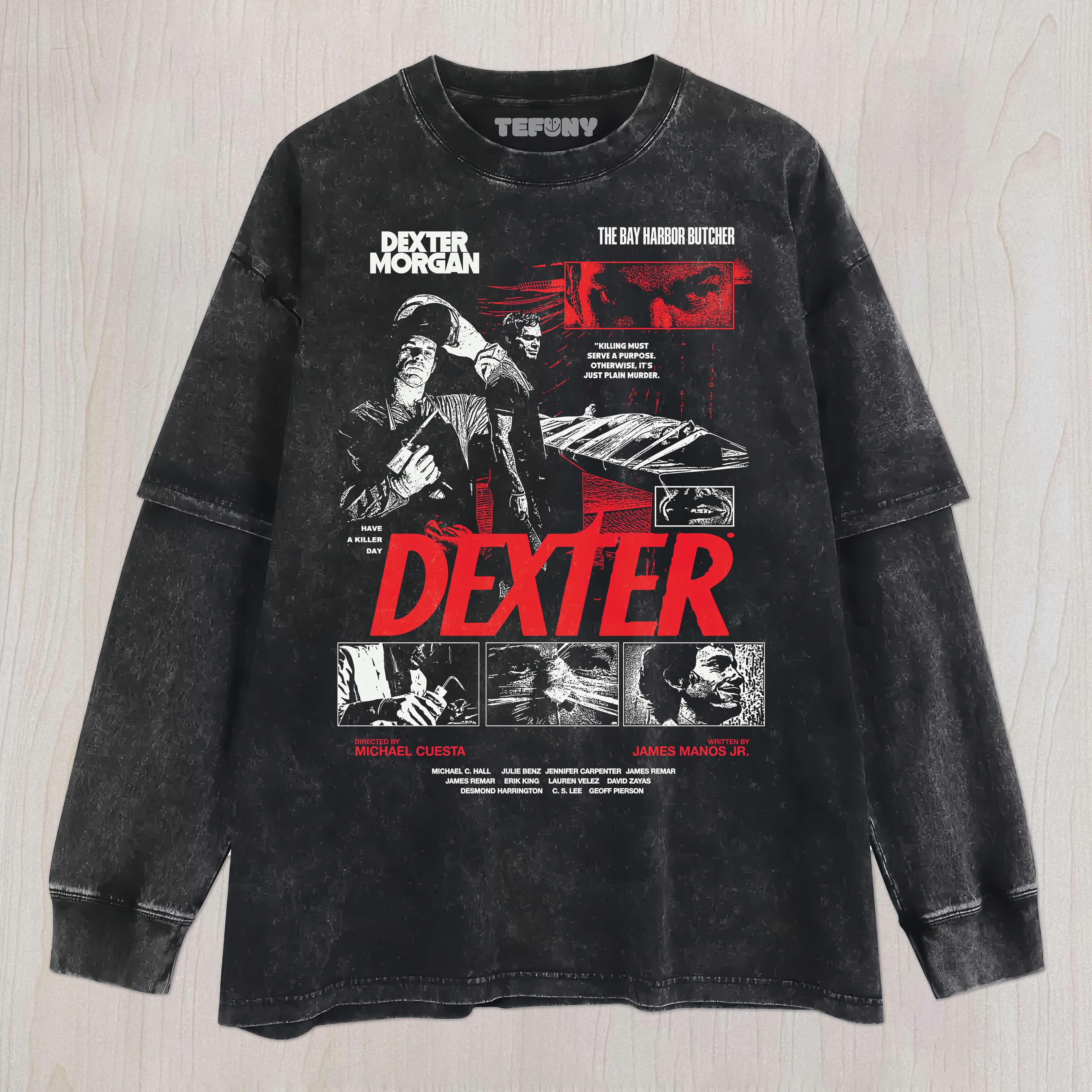 DEXTER UNISEX TEE, TANK TOP, LAYERED LS, SWEATSHIRT & HOODIE