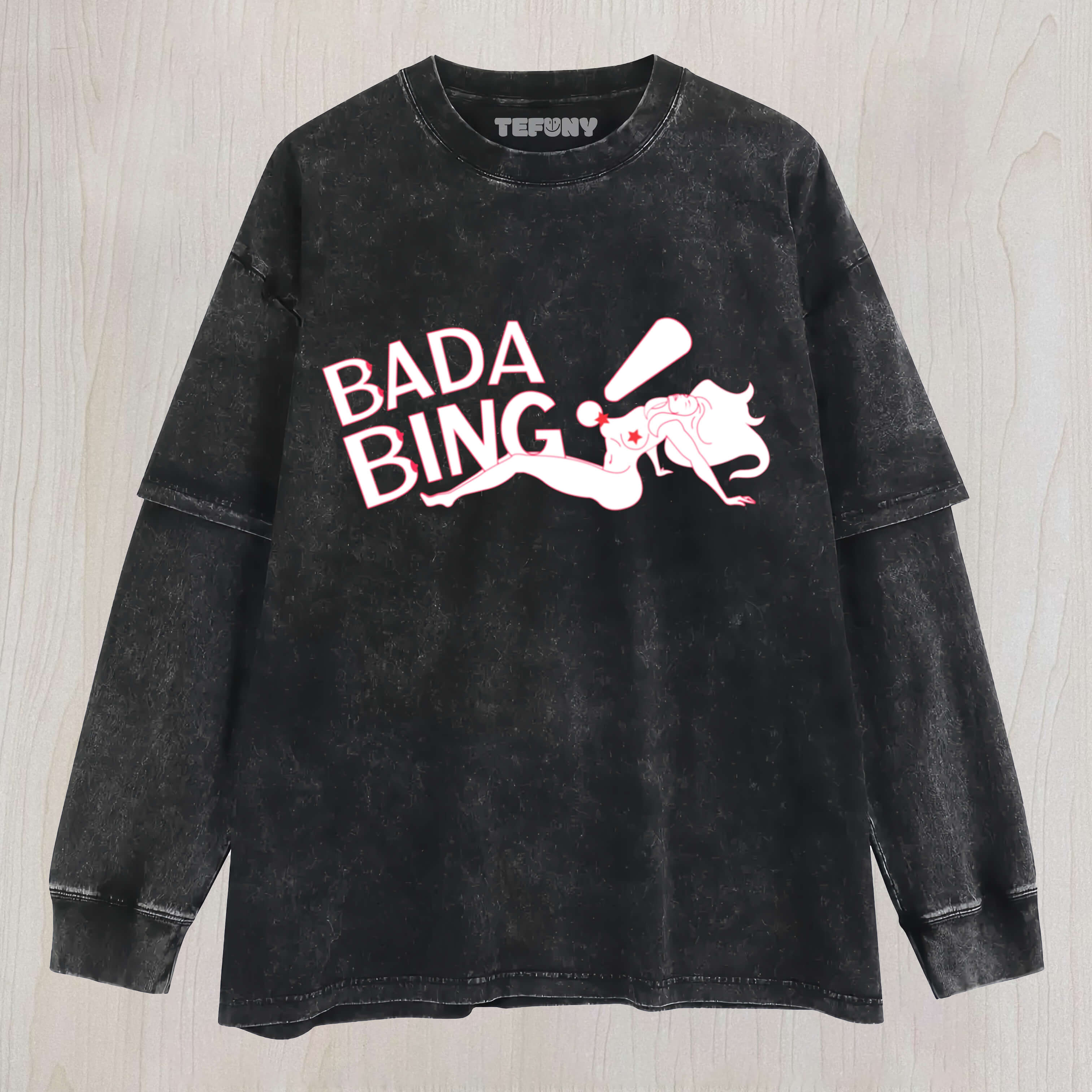 THE SOPRANOS BADA BING! CLUB LOGO LAYERED LONG SLEEVE