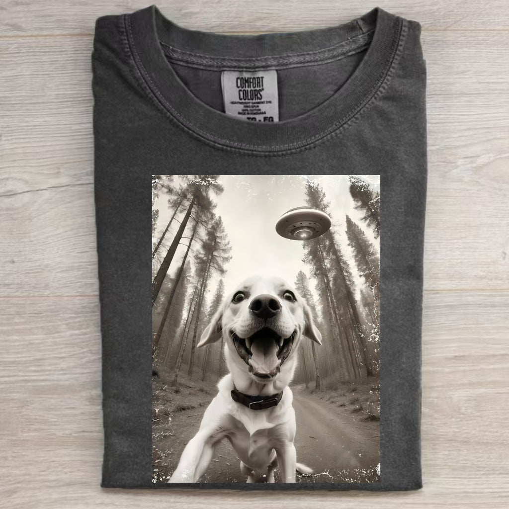 Funny Animal Selfie With UFO Art Acid Wash Shirt/Sweatshirt