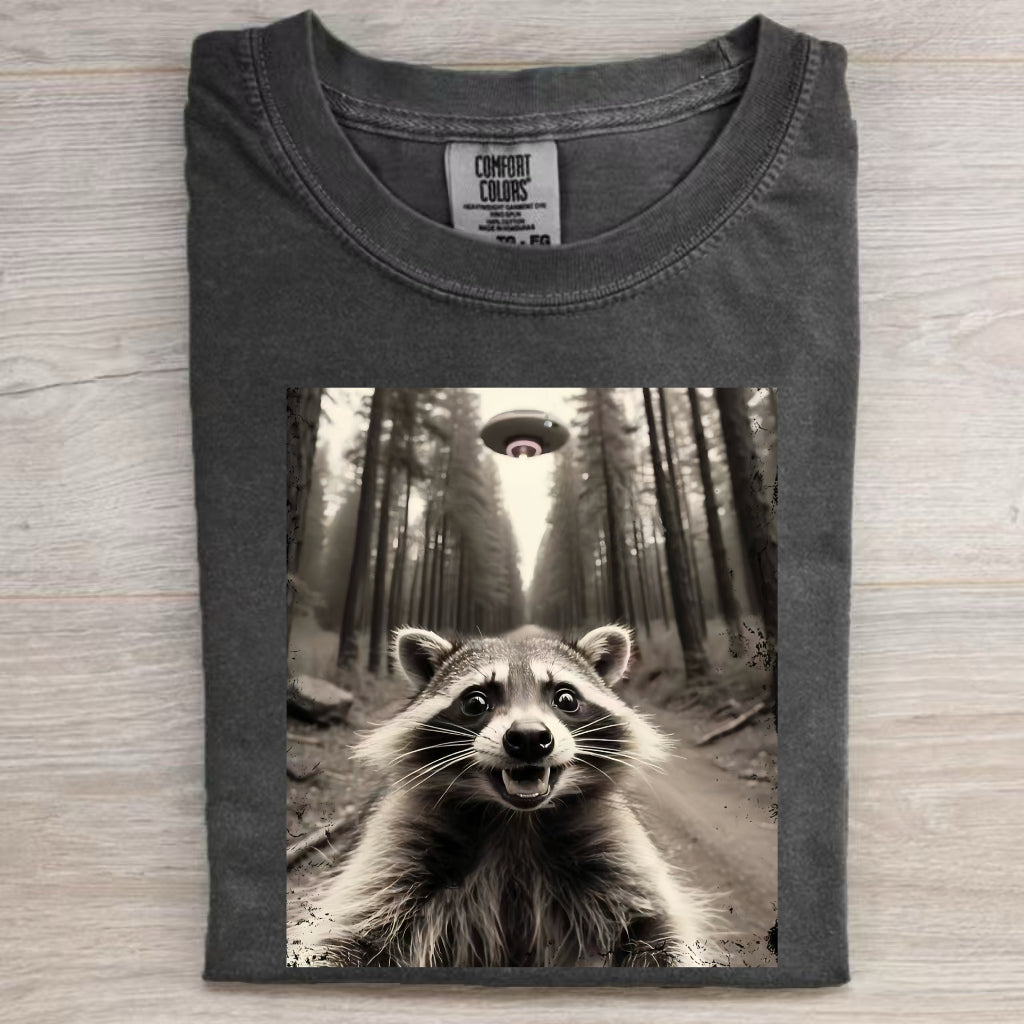 Funny Animal Selfie With UFO Art Acid Wash Shirt/Sweatshirt/Hoodie