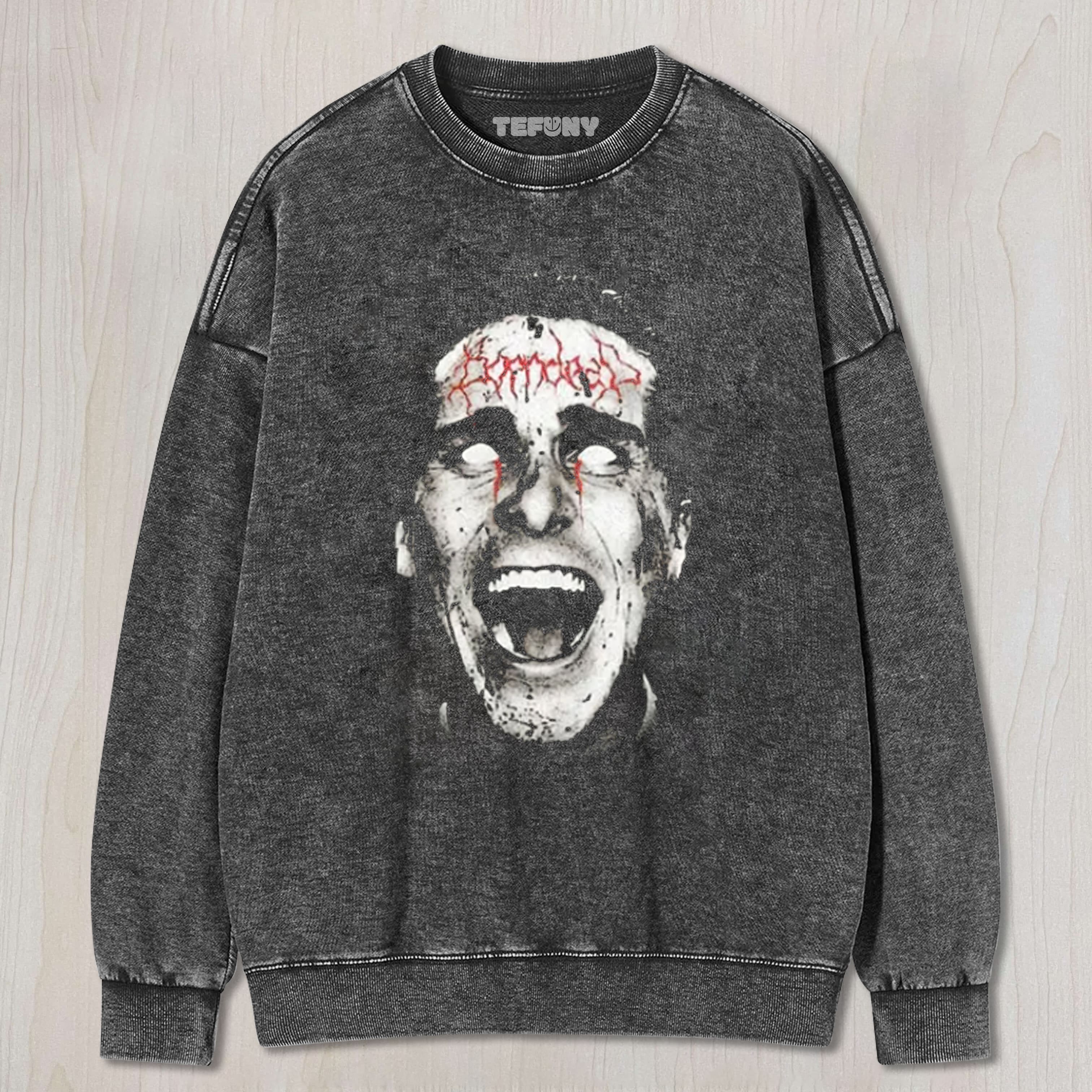 ACID WASH HORROR GRAPHIC UNISEX TEE, TANK TOP, LAYERED LS, SWEATSHIRT & HOODIE