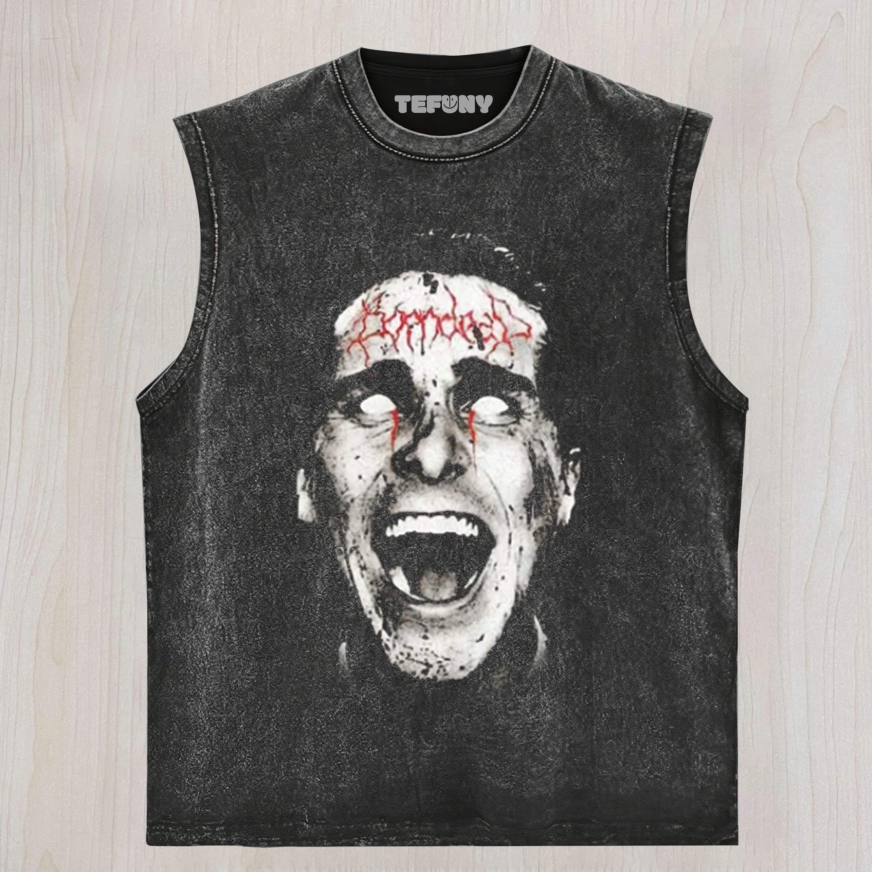 ACID WASH HORROR GRAPHIC UNISEX TEE, TANK TOP, LAYERED LS, SWEATSHIRT & HOODIE