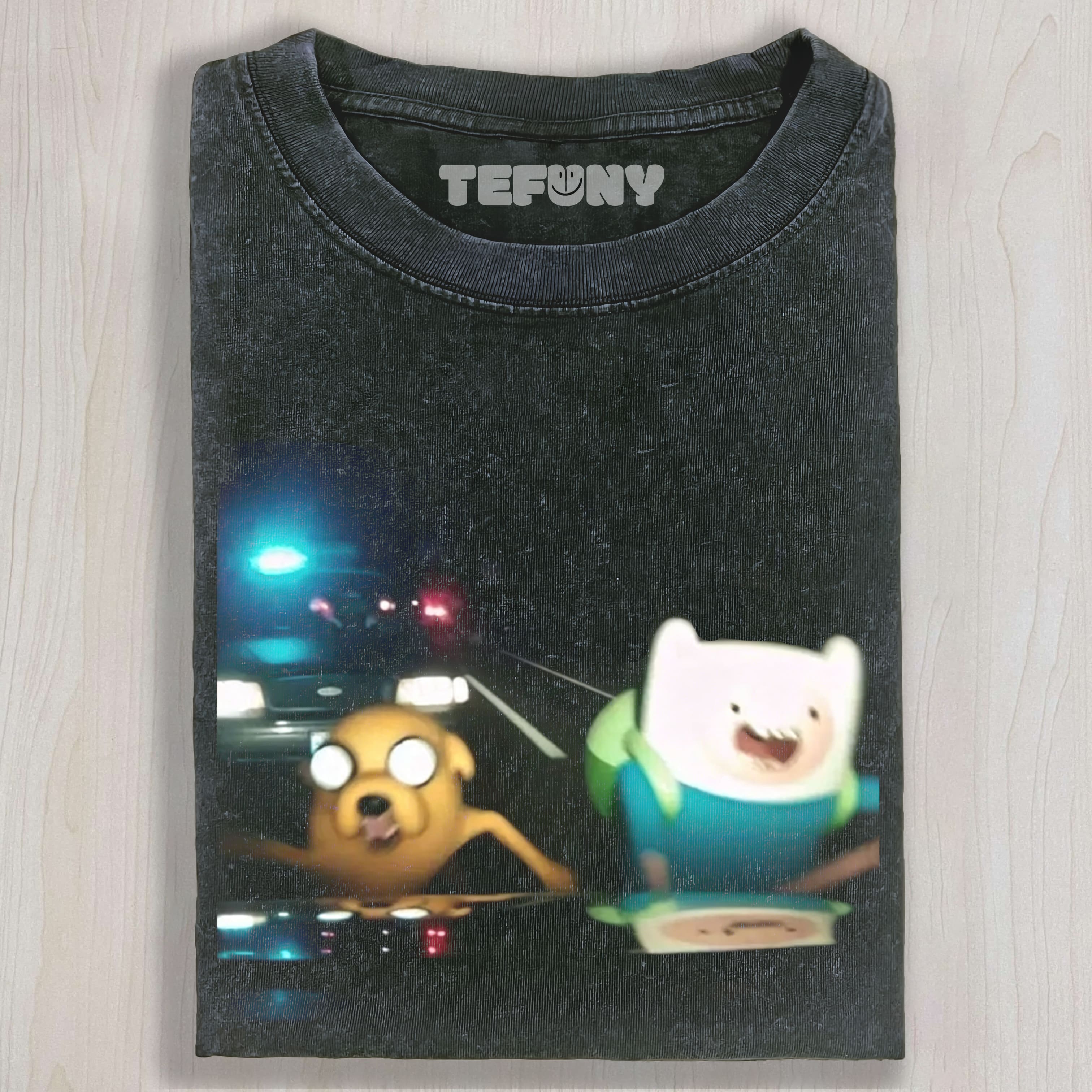 ADVENTURE TIME POLICE CHASE MEME UNISEX TEE, TANK TOP, LAYERED LS, SWEATSHIRT & HOODIE