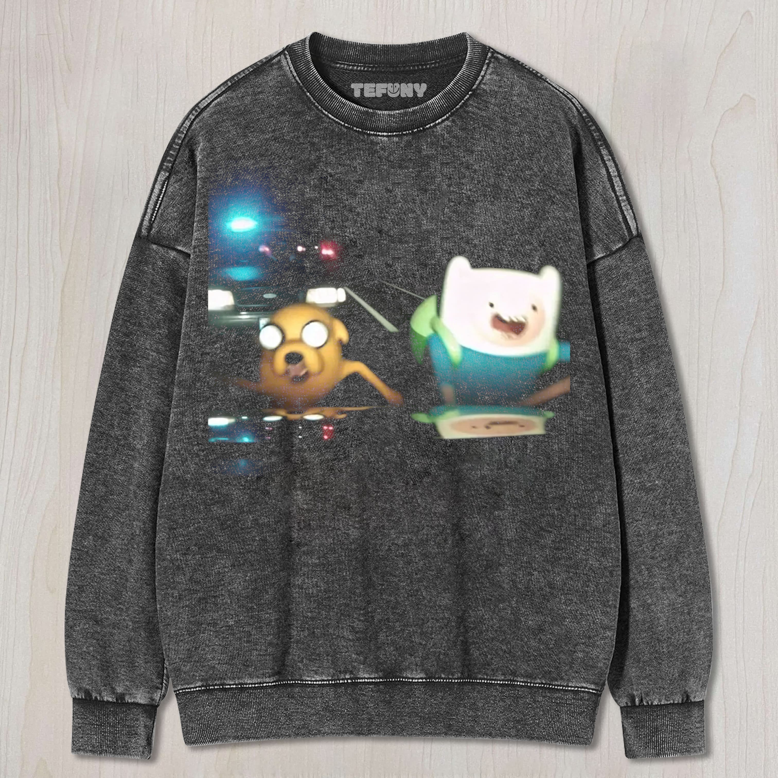 ADVENTURE TIME POLICE CHASE MEME UNISEX TEE, TANK TOP, LAYERED LS, SWEATSHIRT & HOODIE