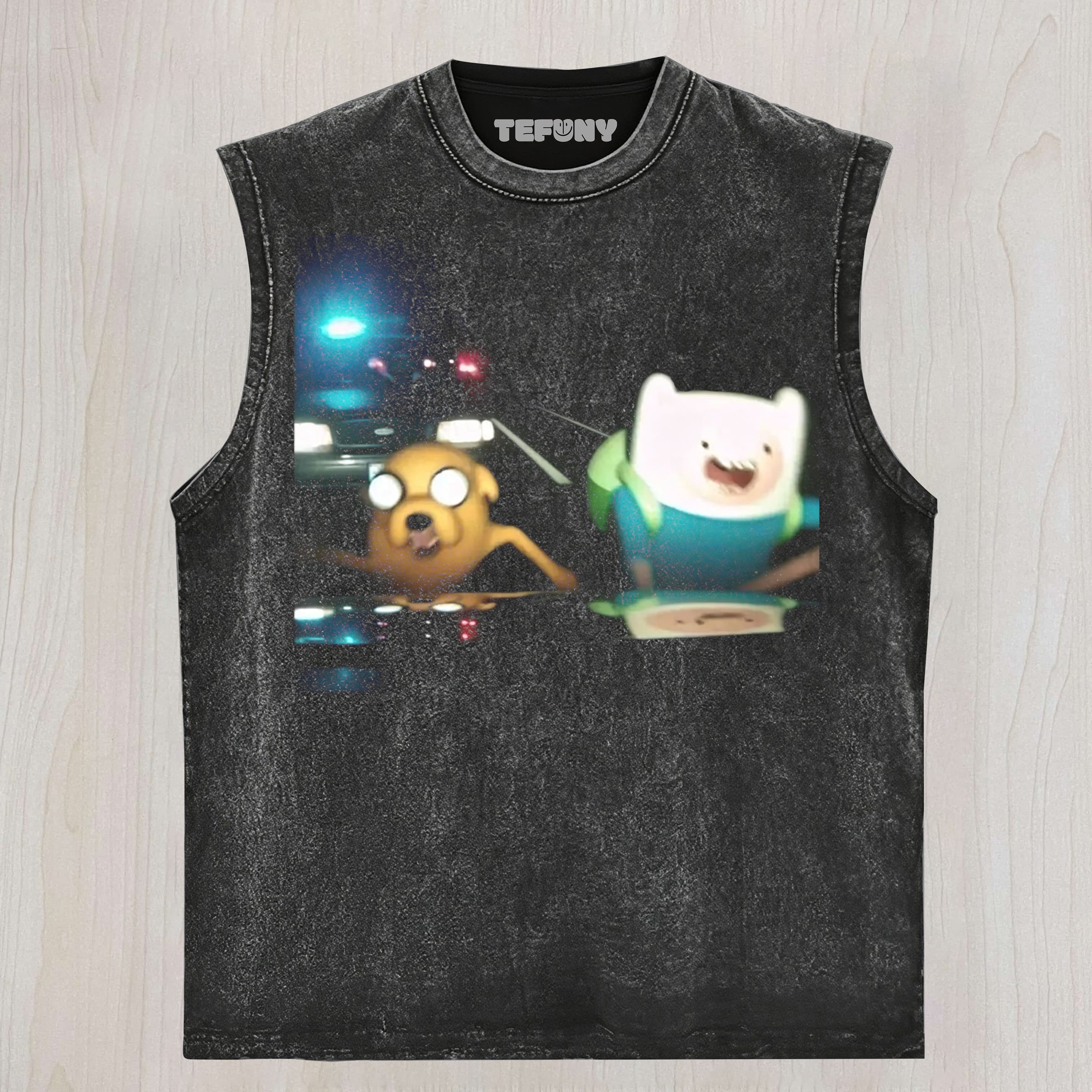 ADVENTURE TIME POLICE CHASE MEME UNISEX TEE, TANK TOP, LAYERED LS, SWEATSHIRT & HOODIE