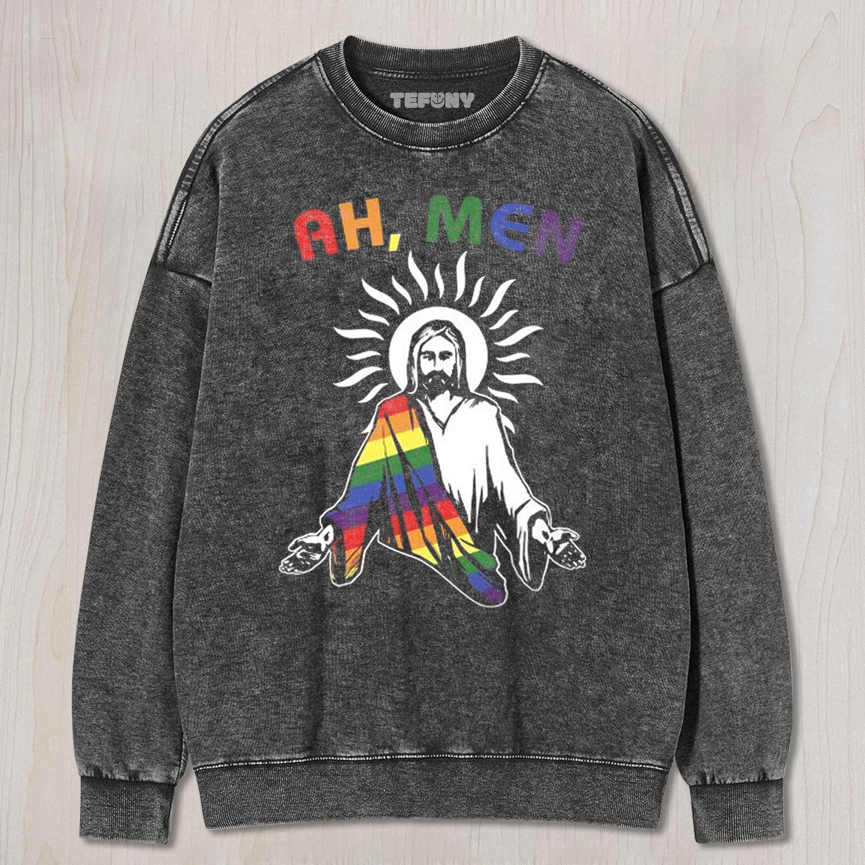 AH MEN JESUS RAINBOW TEE & SWEAT & HOOD