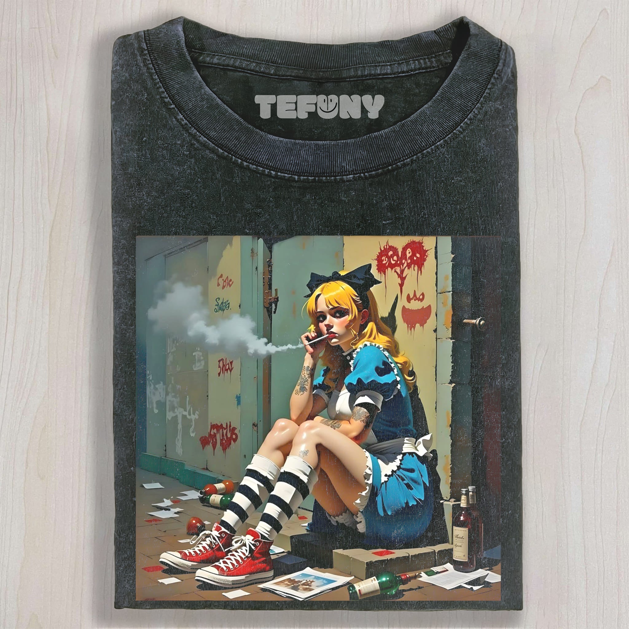 ALICE IS SMOKING ON THE STREET UNISEX TEE, TANK TOP, LAYERED LS, SWEATSHIRT & HOODIE