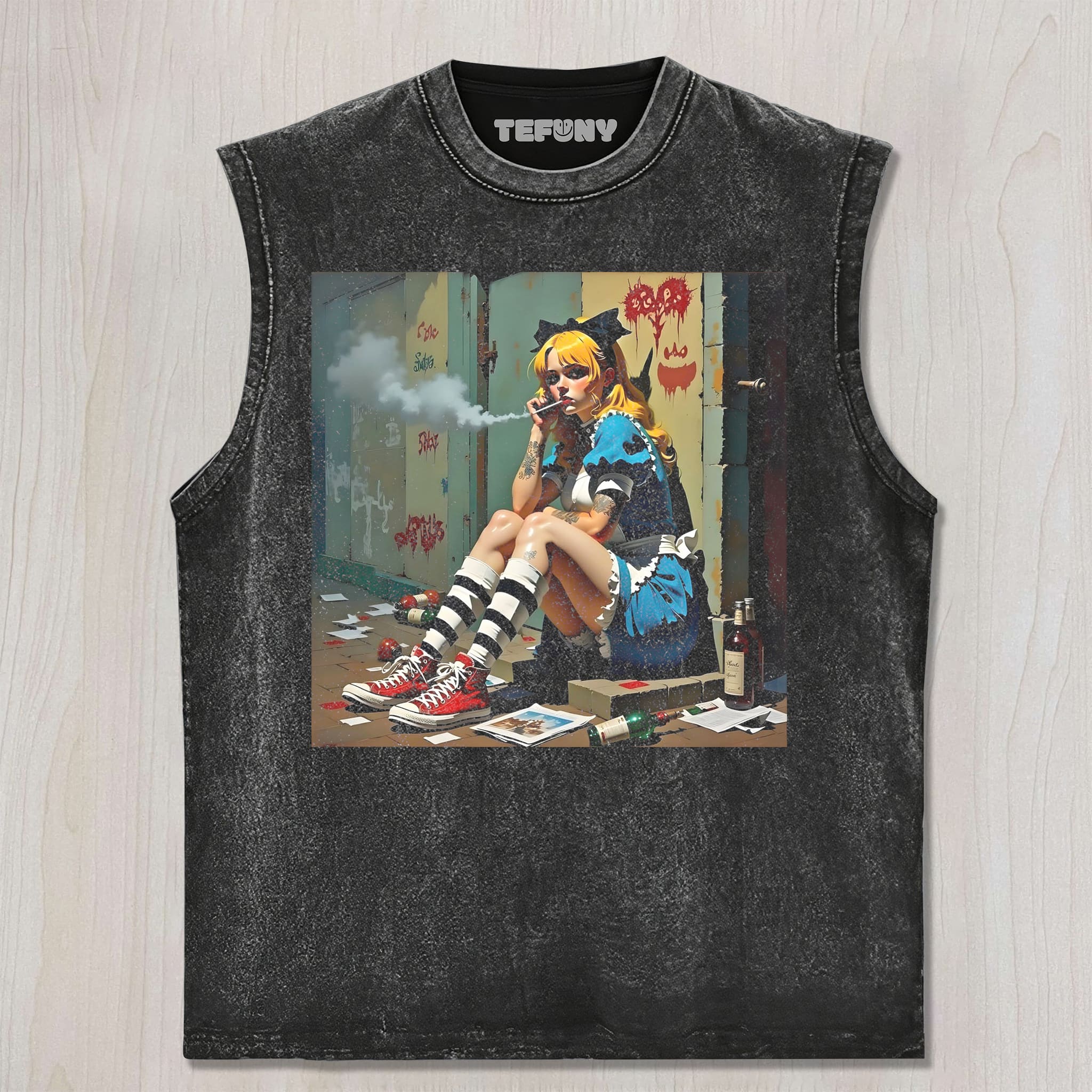 ALICE IS SMOKING ON THE STREET UNISEX TEE, TANK TOP, LAYERED LS, SWEATSHIRT & HOODIE