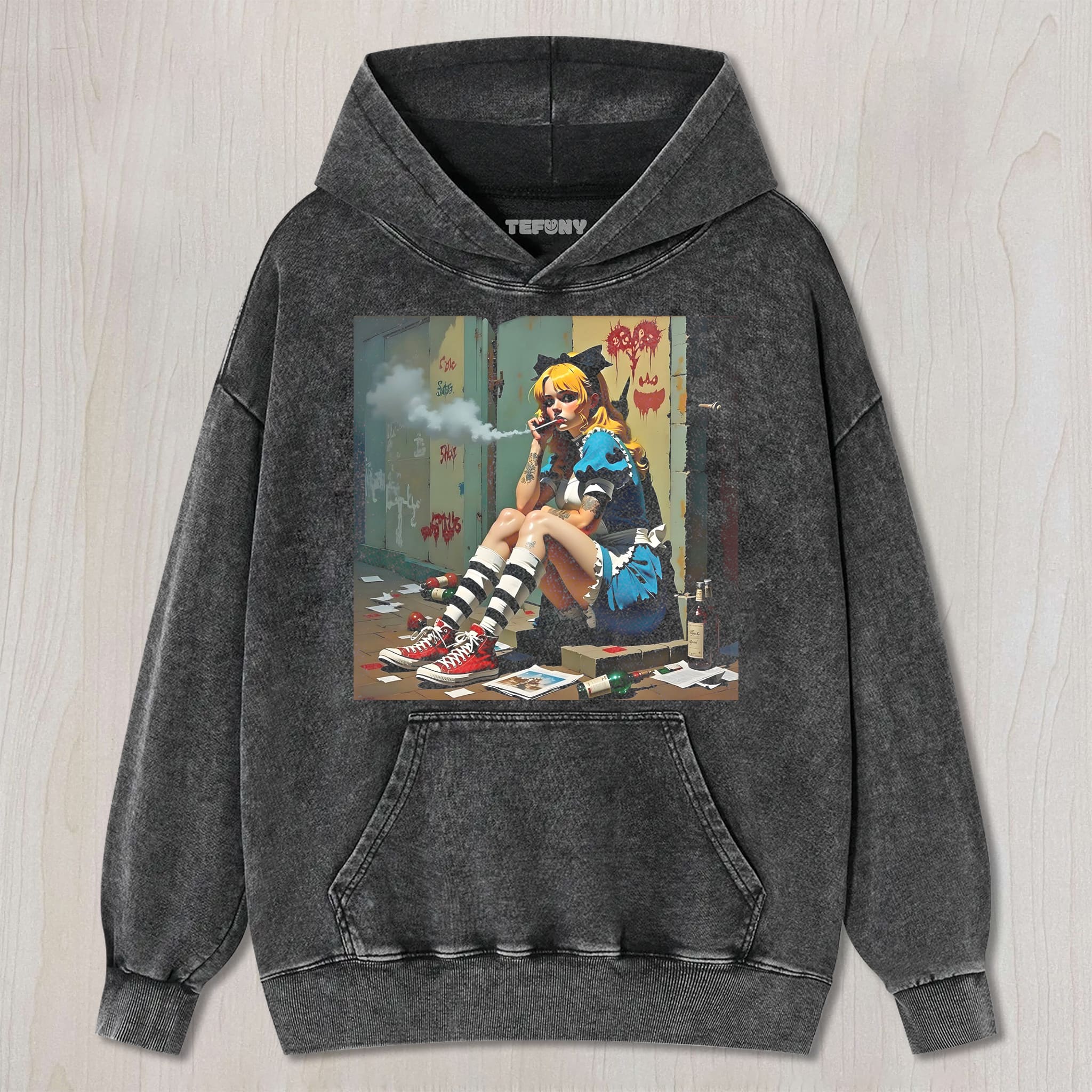 ALICE IS SMOKING ON THE STREET UNISEX TEE, TANK TOP, LAYERED LS, SWEATSHIRT & HOODIE