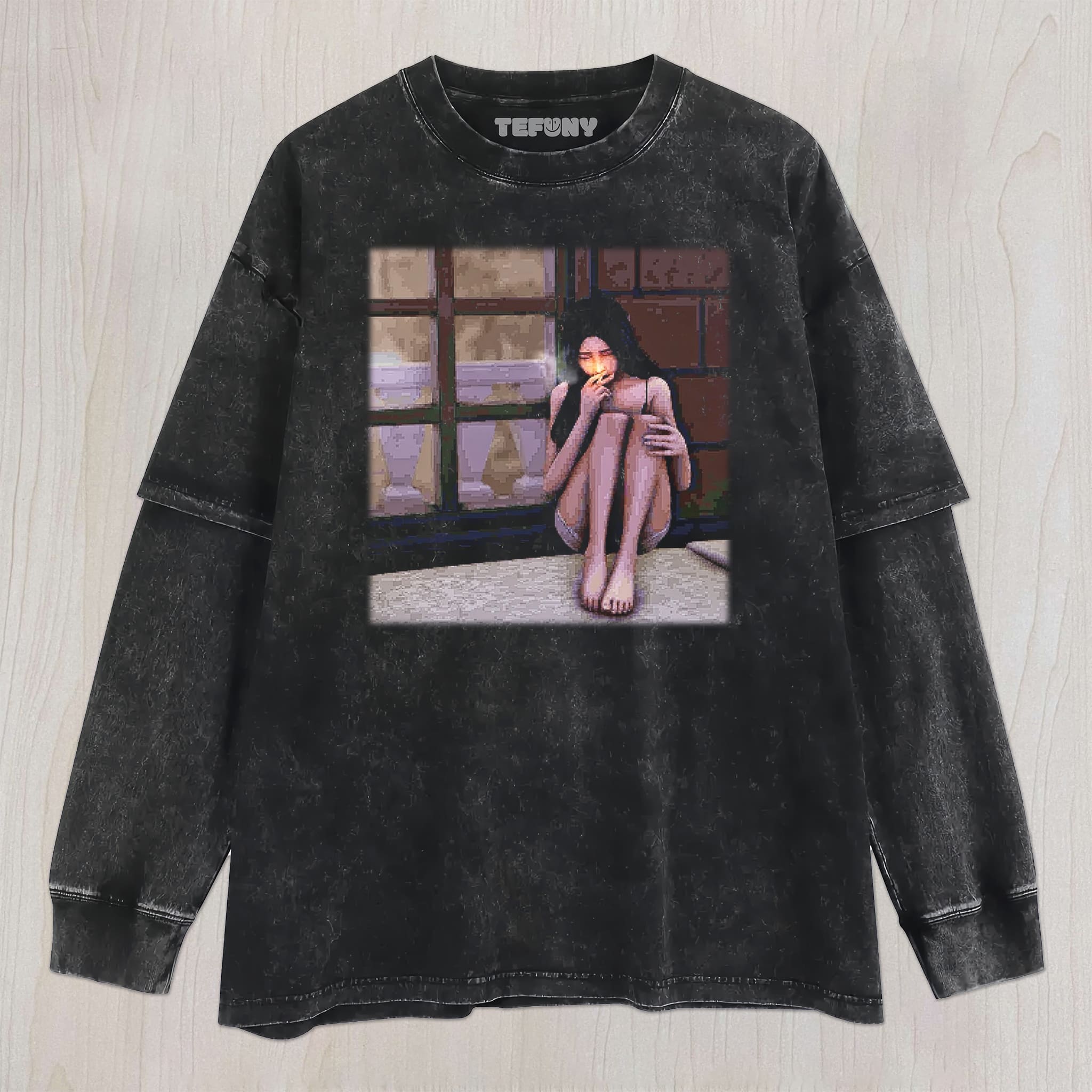 ALICE LIDDELL SMOKING (PIXELS) UNISEX TEE, TANK TOP, LAYERED LS, SWEATSHIRT & HOODIE