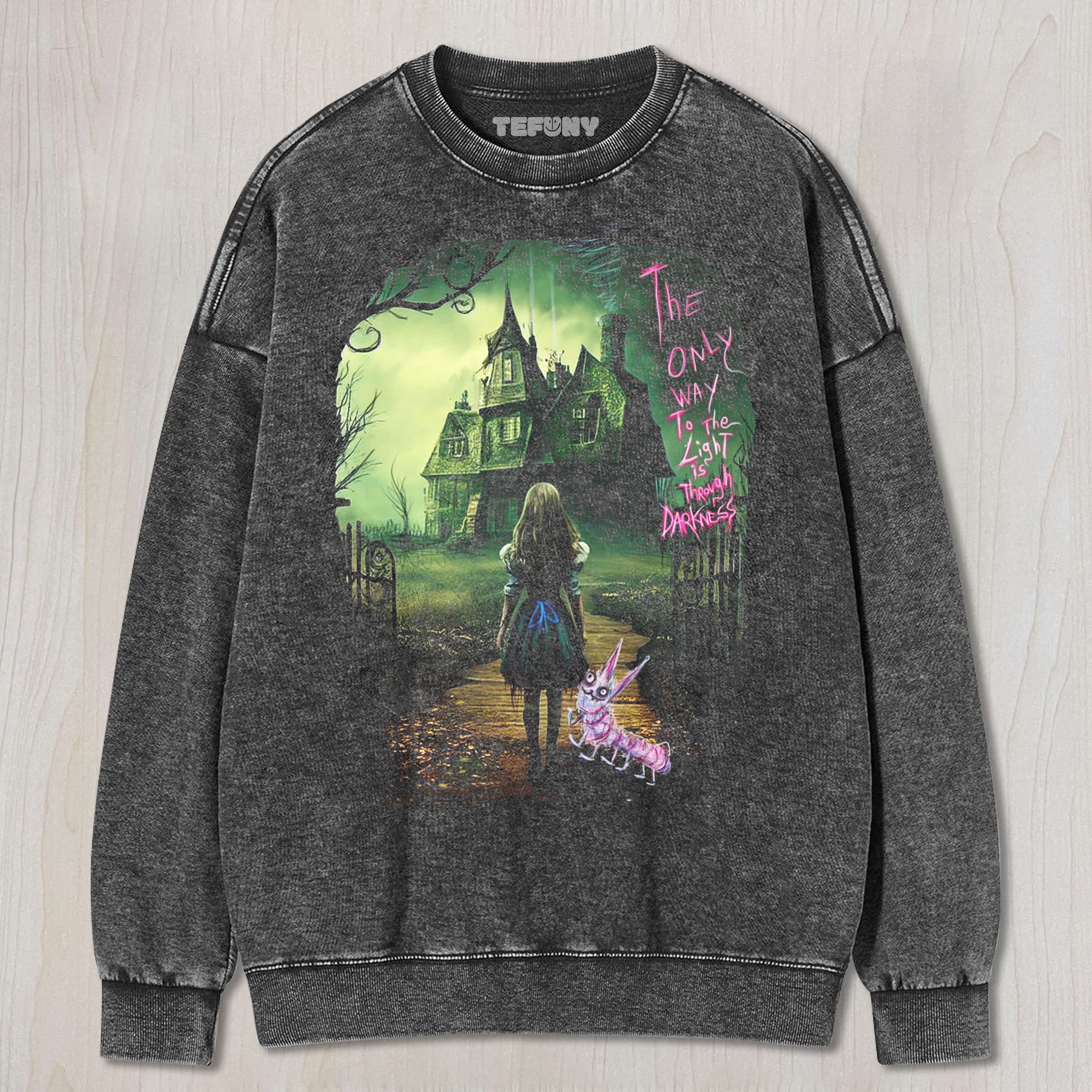 ALICE IN WONDERLAND - TOWARDS THE LIGHT UNISEX TEE, TANK TOP, LAYERED LS, SWEATSHIRT & HOODIE