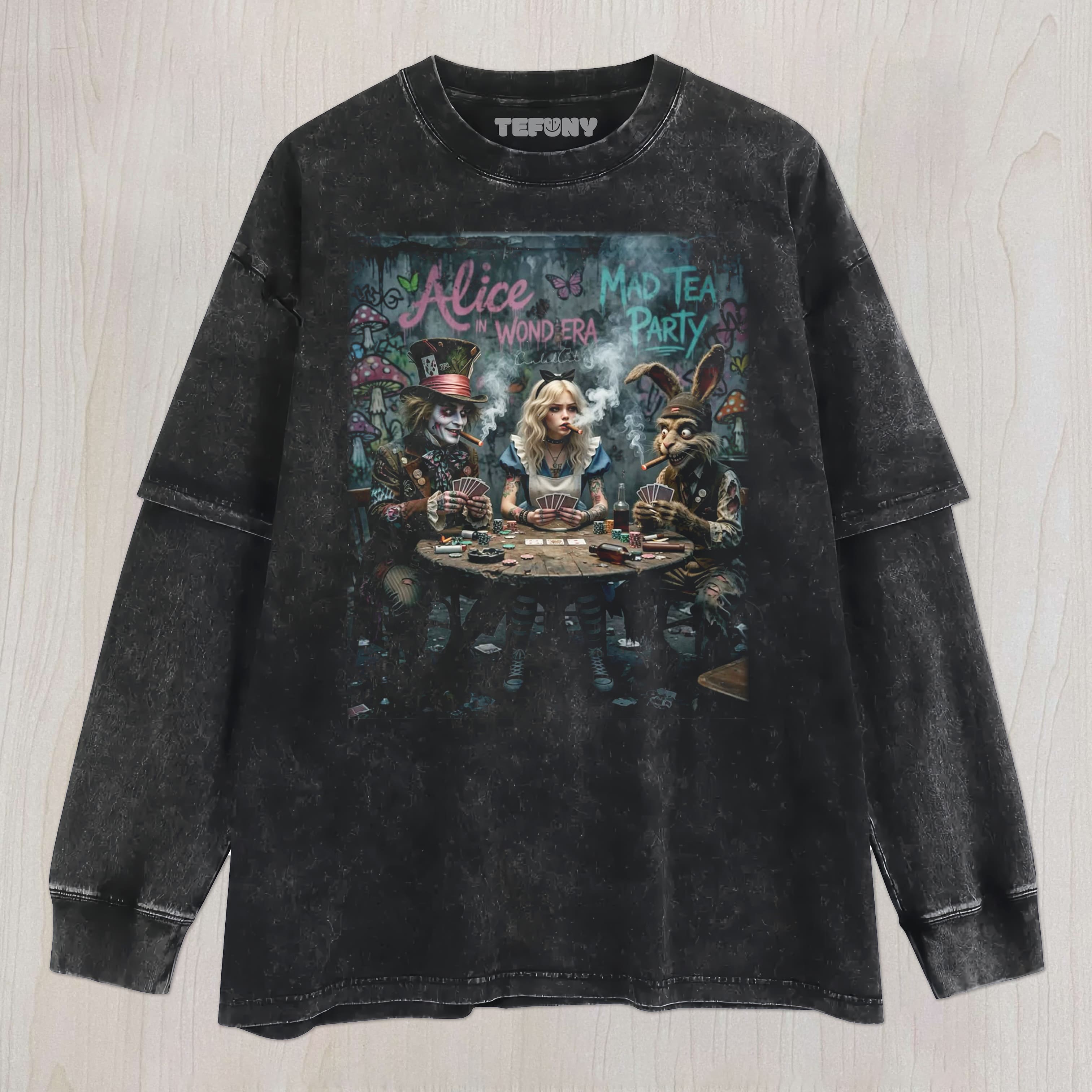 ALICE IN WONDERLAND TEA PARTY UNISEX TEE, TANK TOP, LAYERED LS, SWEATSHIRT & HOODIE