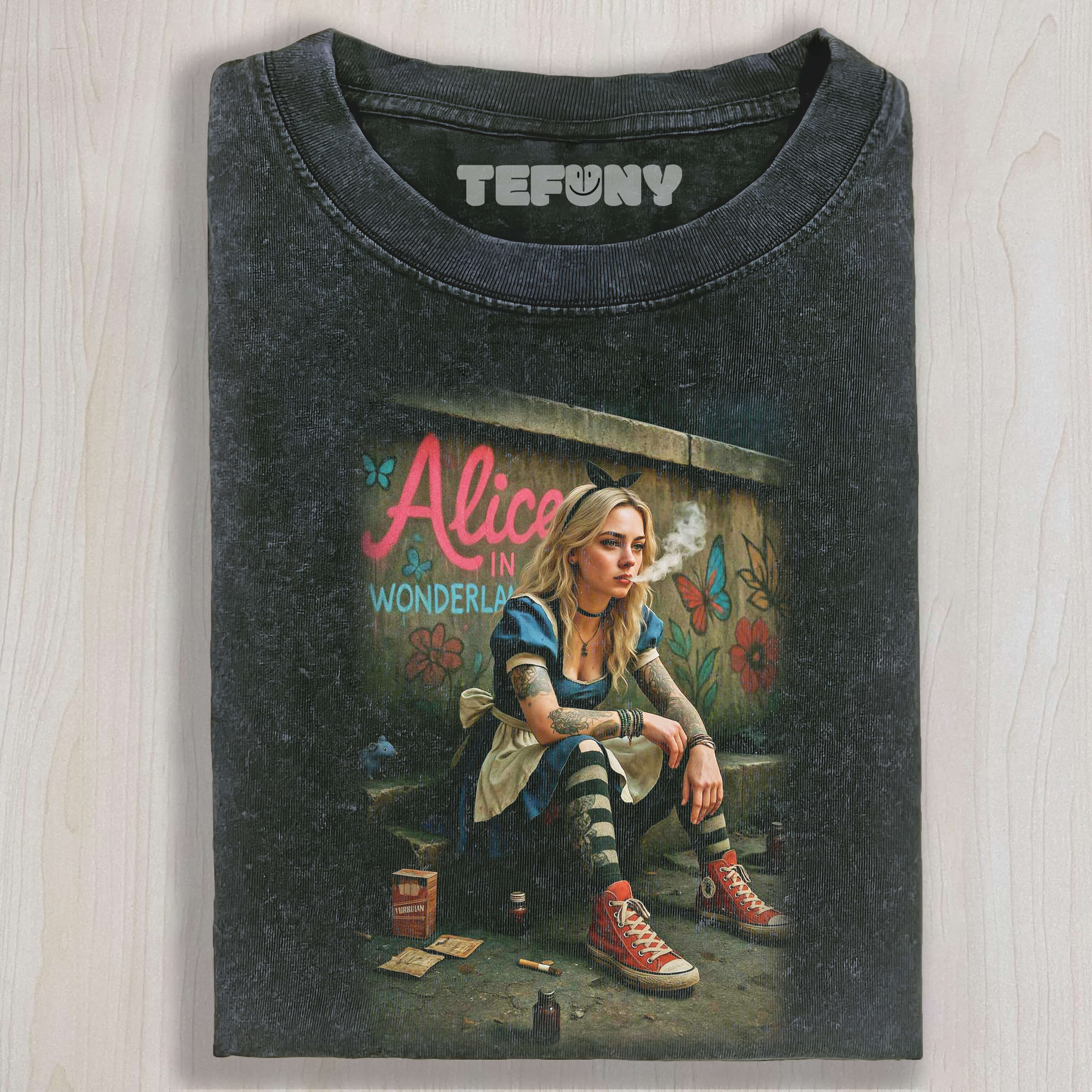 ALICE SAT ON THE SIDE OF THE STREET SMOKING T-SHIRT & LONG SLEEVES & HOODIES