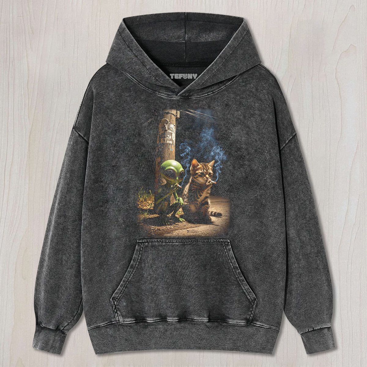ALIEN AND KITTEN SMOKING UNISEX TEE, TANK TOP, LAYERED LS, SWEATSHIRT & HOODIE